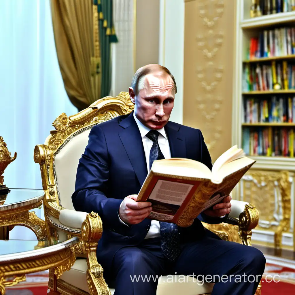 Russian-President-Vladimir-Putin-Engrossed-in-Literary-Pursuits