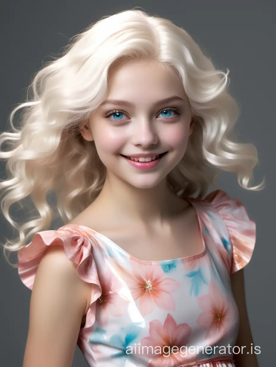 Cheerful-Girl-with-Platinum-Blonde-Hair-in-Vibrant-Floral-Dress