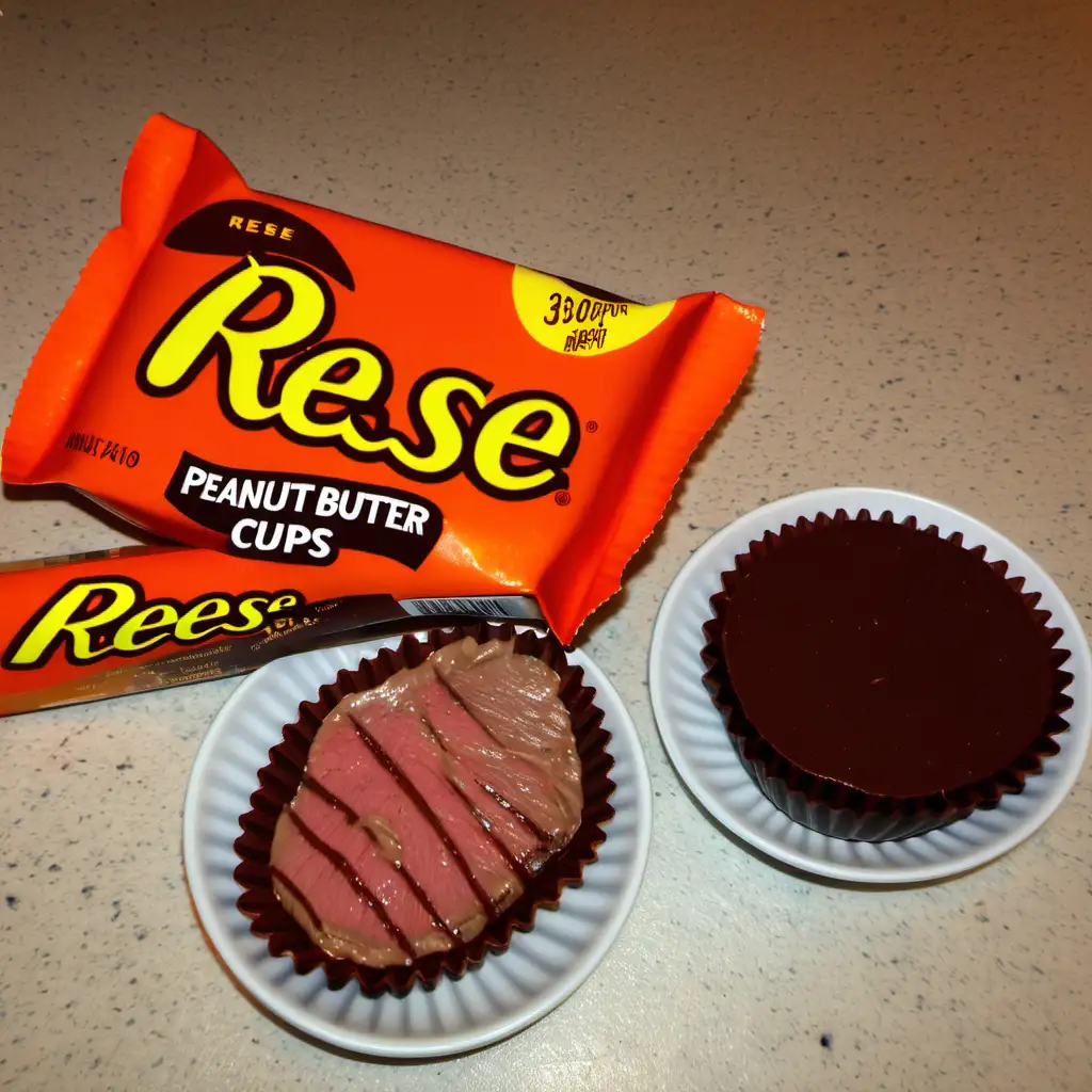 Reese peanutbutter cups, mayo, steak