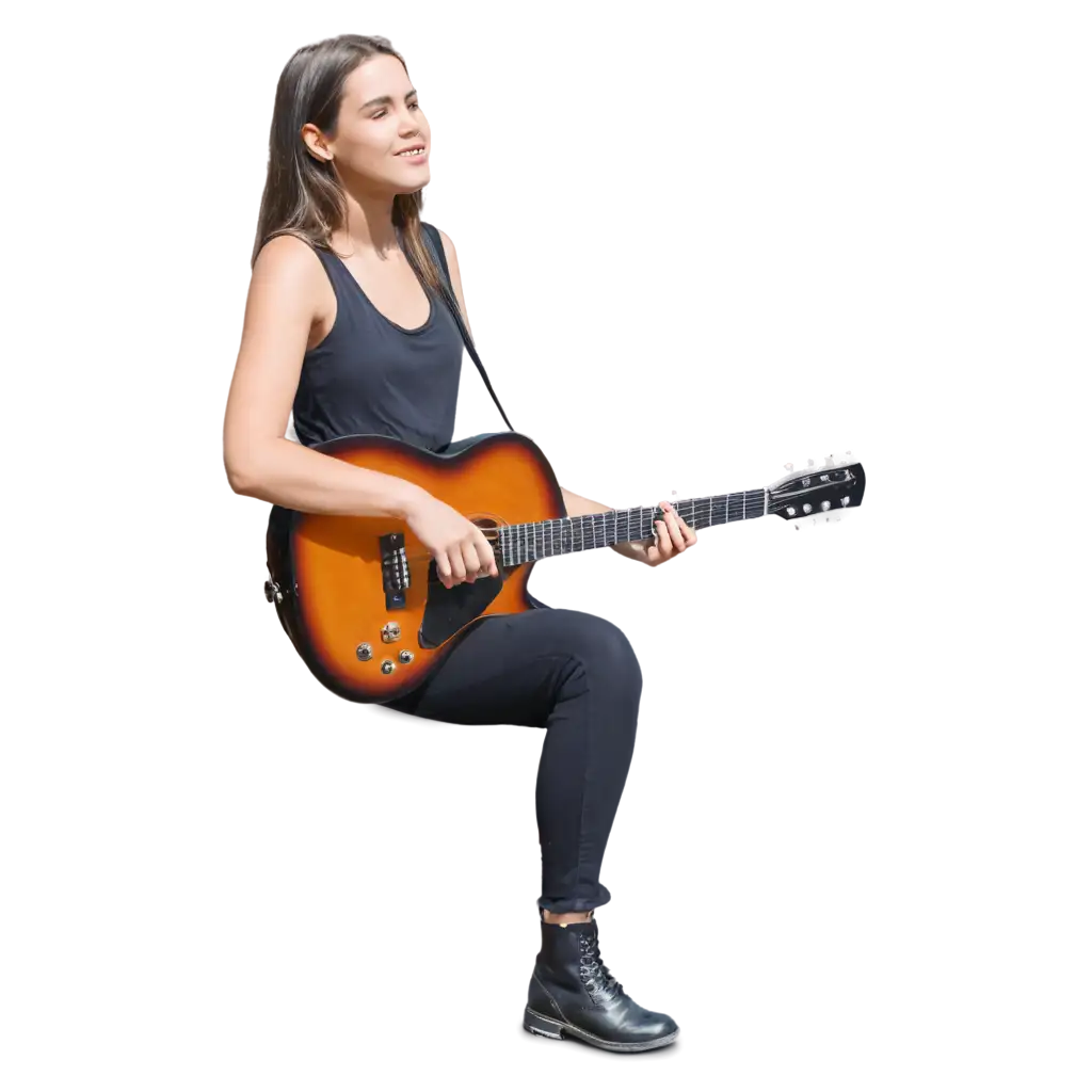 A girl playing with guitar
