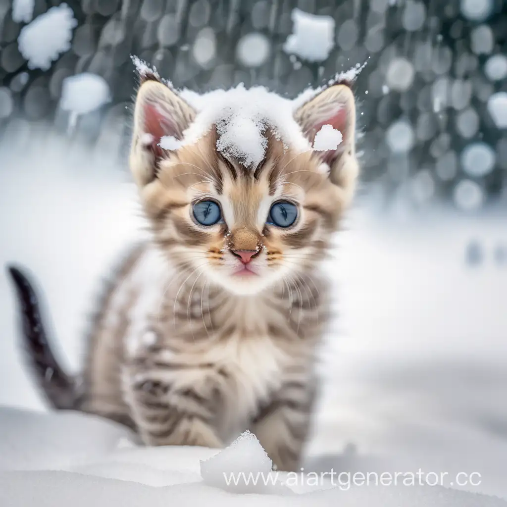 Adorable-Kitten-Playfully-Navigating-Snowstorm-and-Blizzard