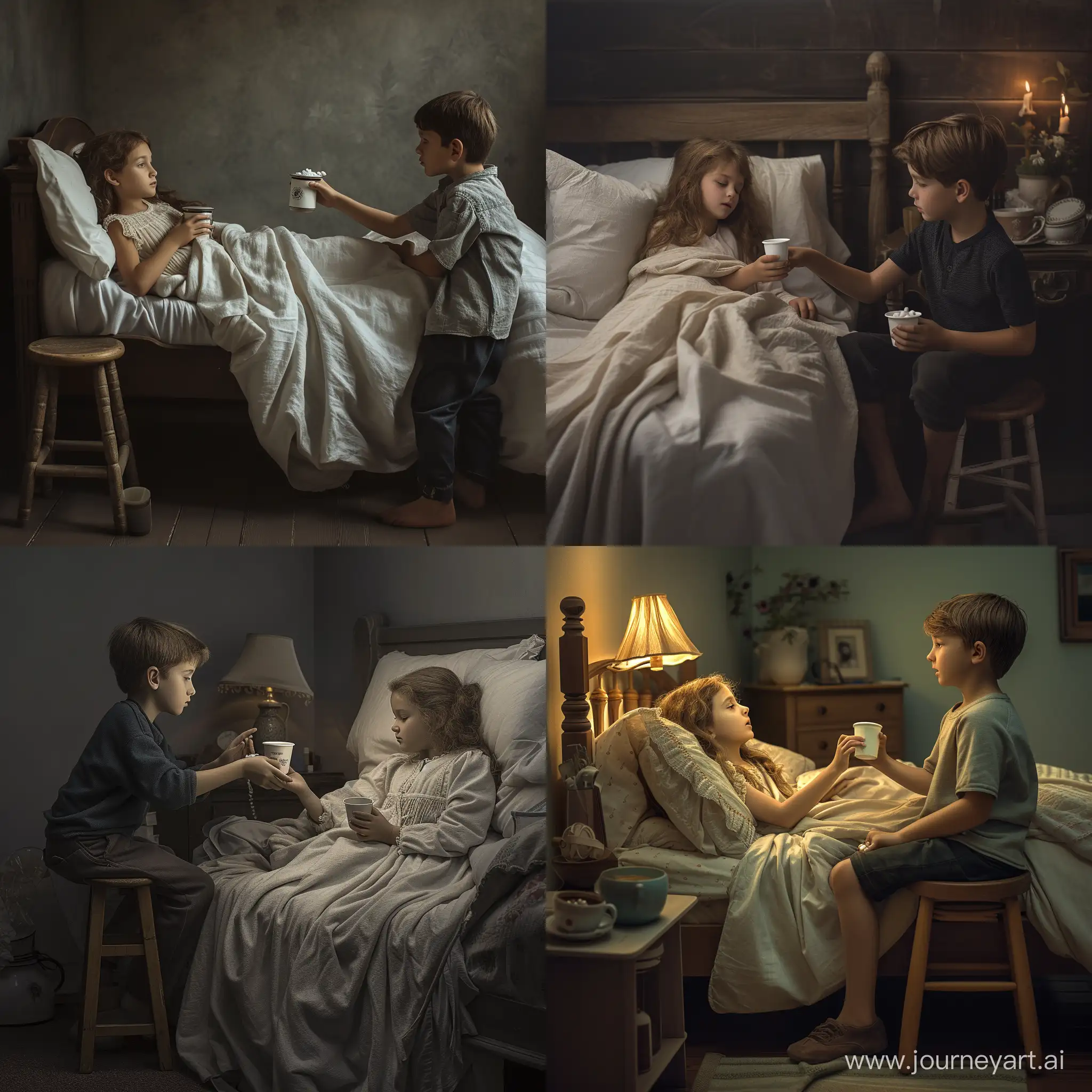 Caring-Brother-Offering-Medicine-to-Sick-Sister-in-Hyperrealistic-Photograph