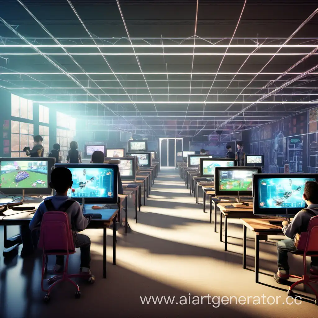 Futuristic-Gaming-Academy-Virtual-Learning-in-HighTech-Classrooms