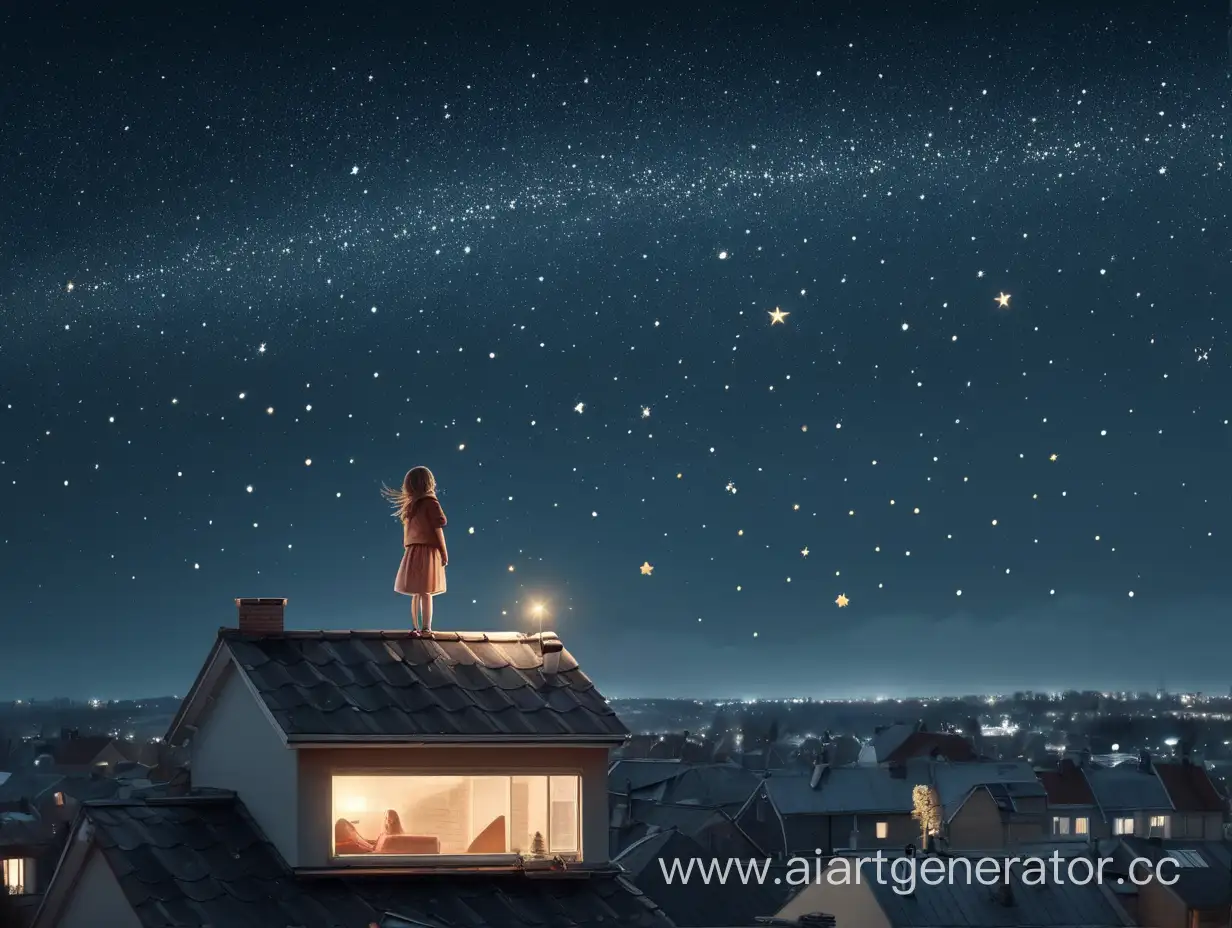 The girl on the roof is watching the falling stars