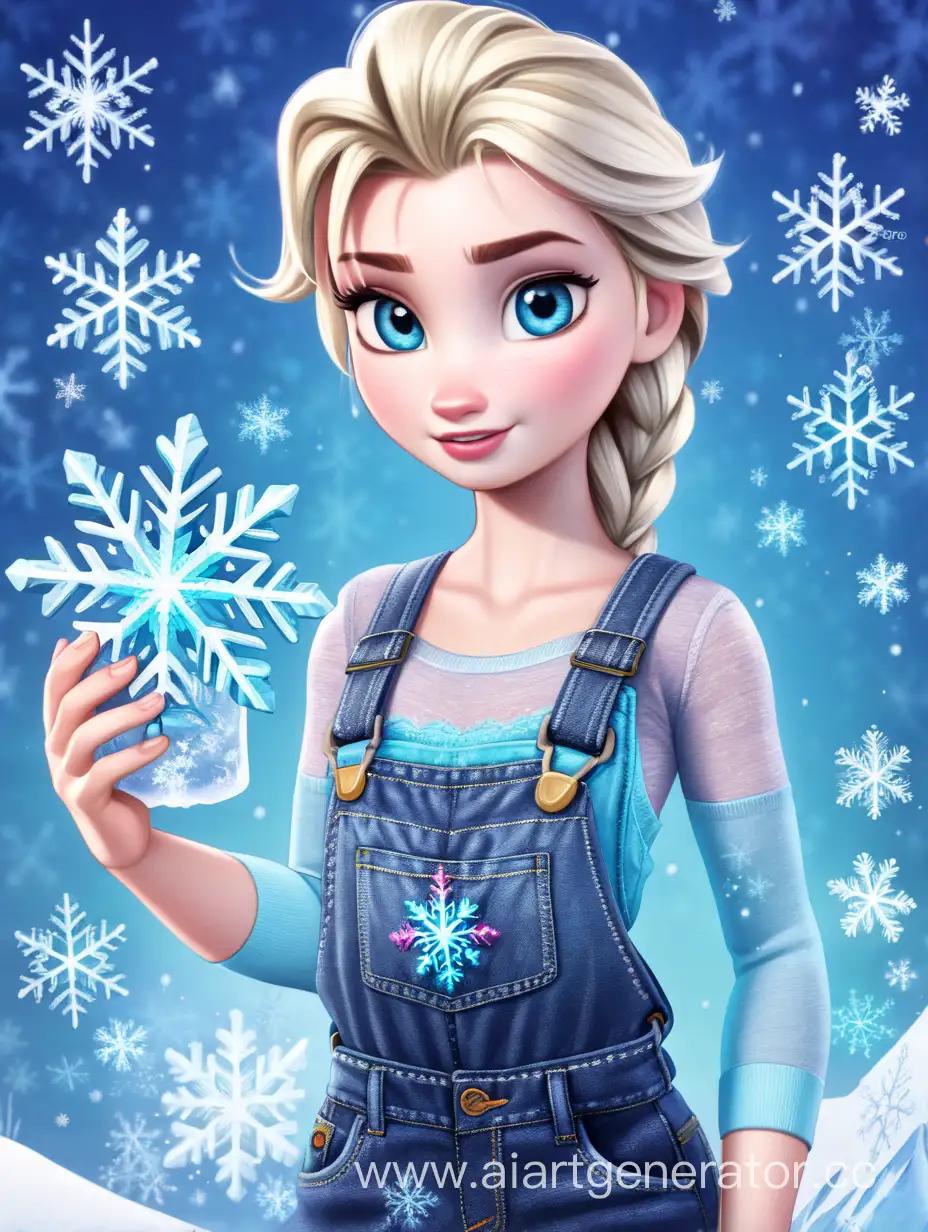 Frozen-Elsa-Wearing-Overalls-in-Snowy-Wonderland