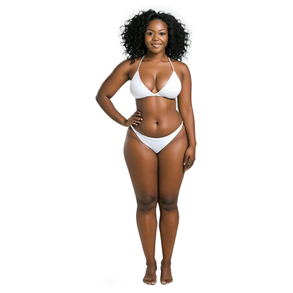 Big sexy african girl in wrap with big boobs and big ass in a bikini

