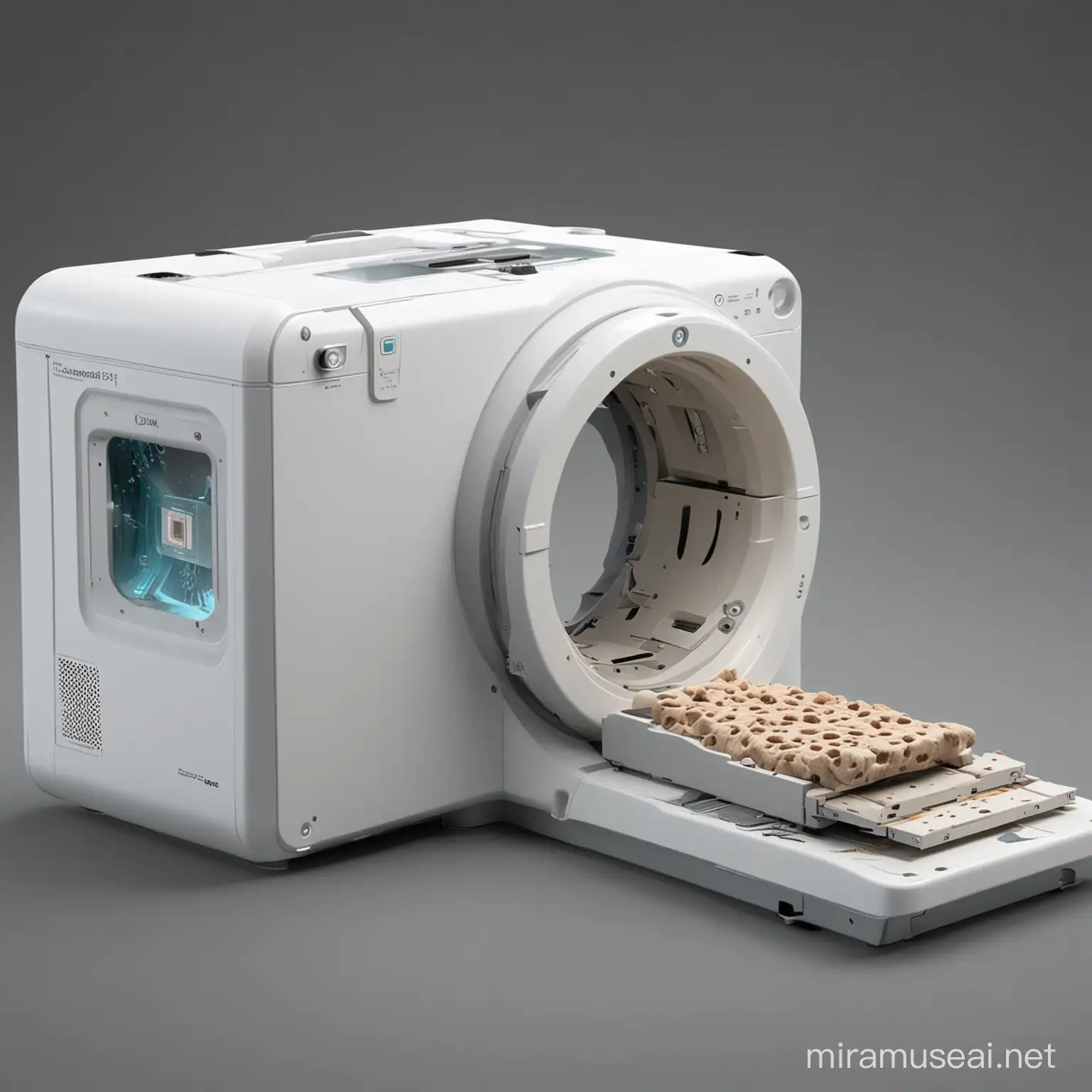 create a realistic image of a pet scanner with exploded view