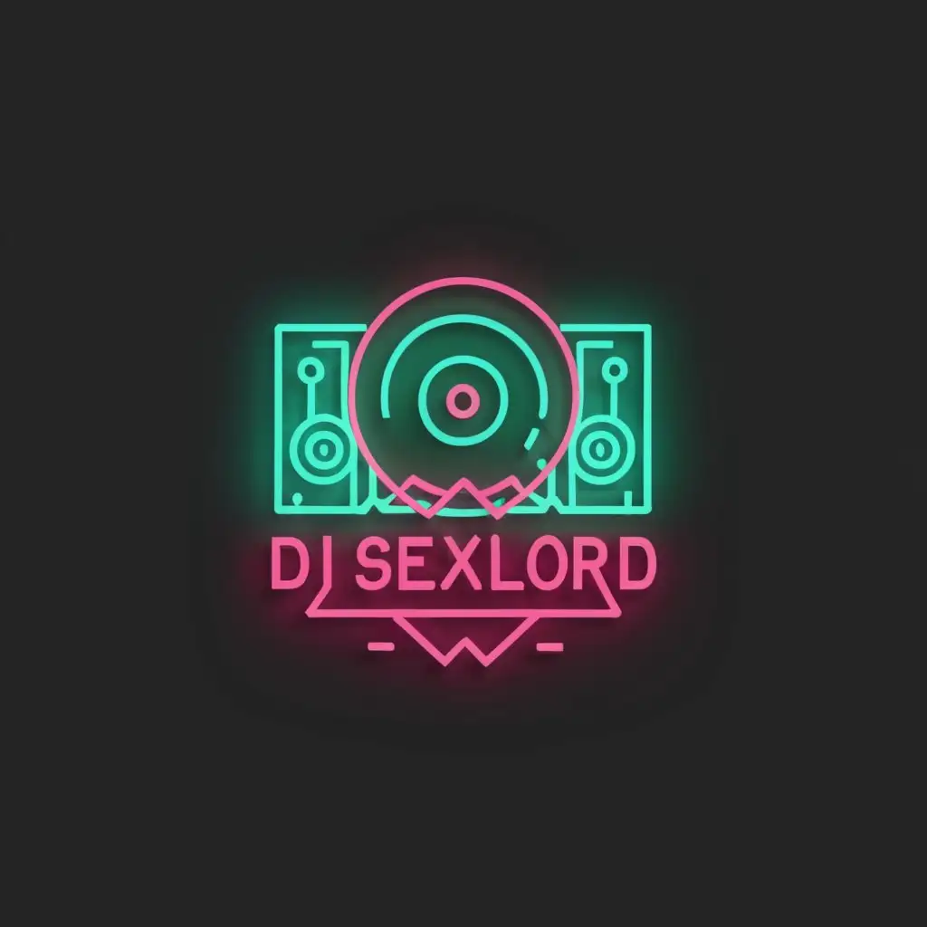 a logo design,with the text "DJ SEXLORD", main symbol:DJ Set 80s Style,Moderate,clear background