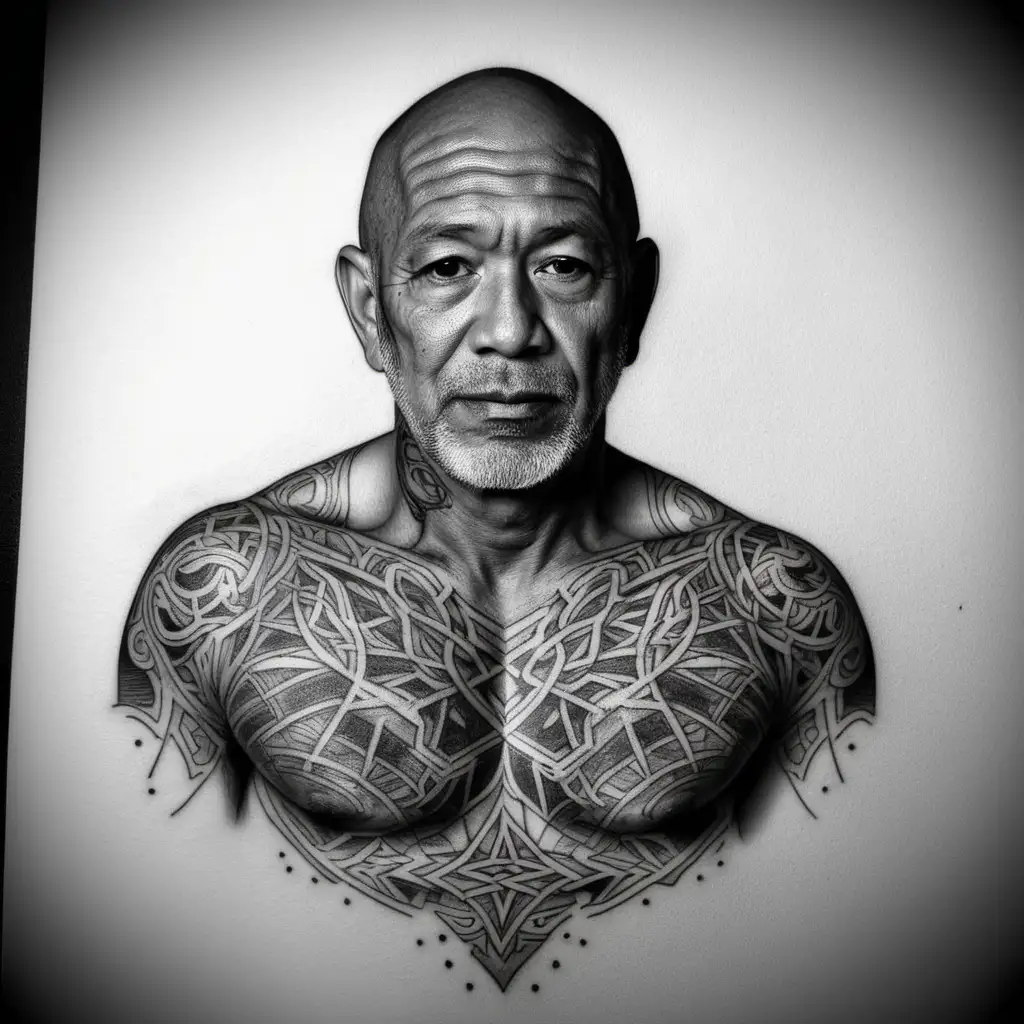 make me the perfect tattoo for a 42 year old man. tattoo will be drawn on the shoulder. the man was born in 20th november 1981 in israel, lives in the philippines and married to a filipina. the man has 2 kids. a 9 year old boy named callan and an 8 year old girl named kara. the man is a misanthrope and enjoys being alone and being left alone. the man is fascinated by the unknown of the universe and believes unseen frequencies are the answer to many unknown mysteries.