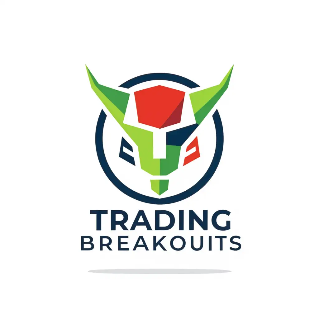 a logo design,with the text "Trading Breakouts", main symbol:bull horn in green and red with blue background in illustration,Minimalistic,be used in Finance industry,clear background