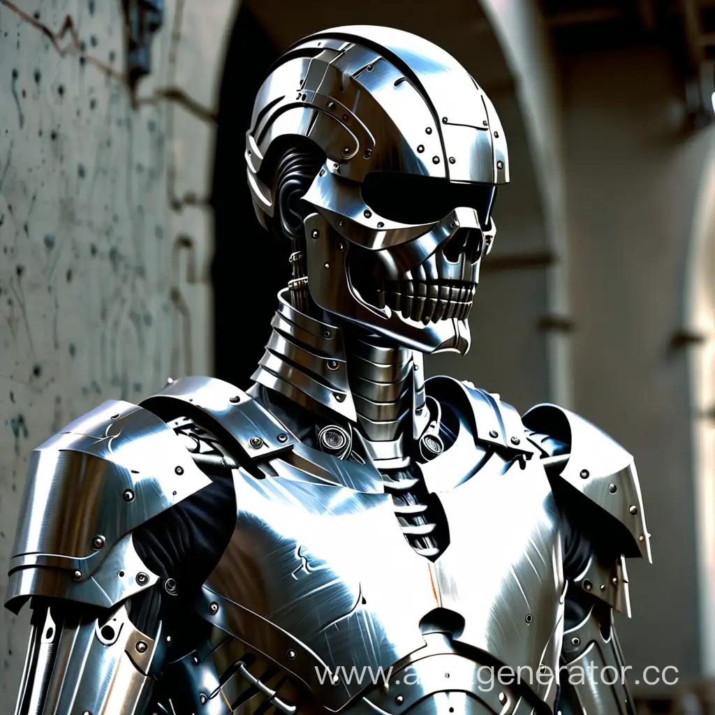 Mysterious-Robotic-Figure-in-Silver-Armor-with-Visor-Mask