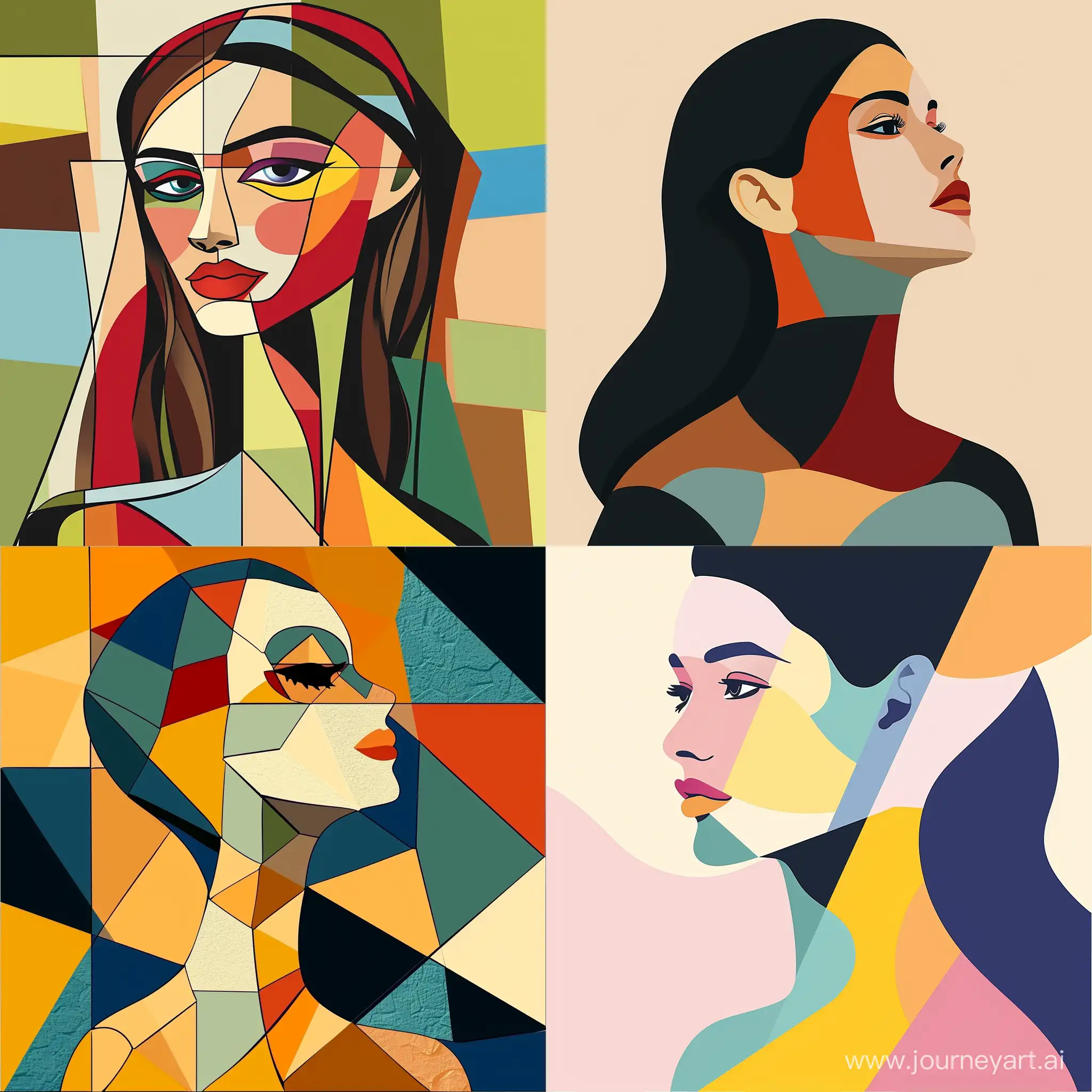 Harmonious-Mosaic-Style-Woman-Abstract-Portrait-with-Long-Neck