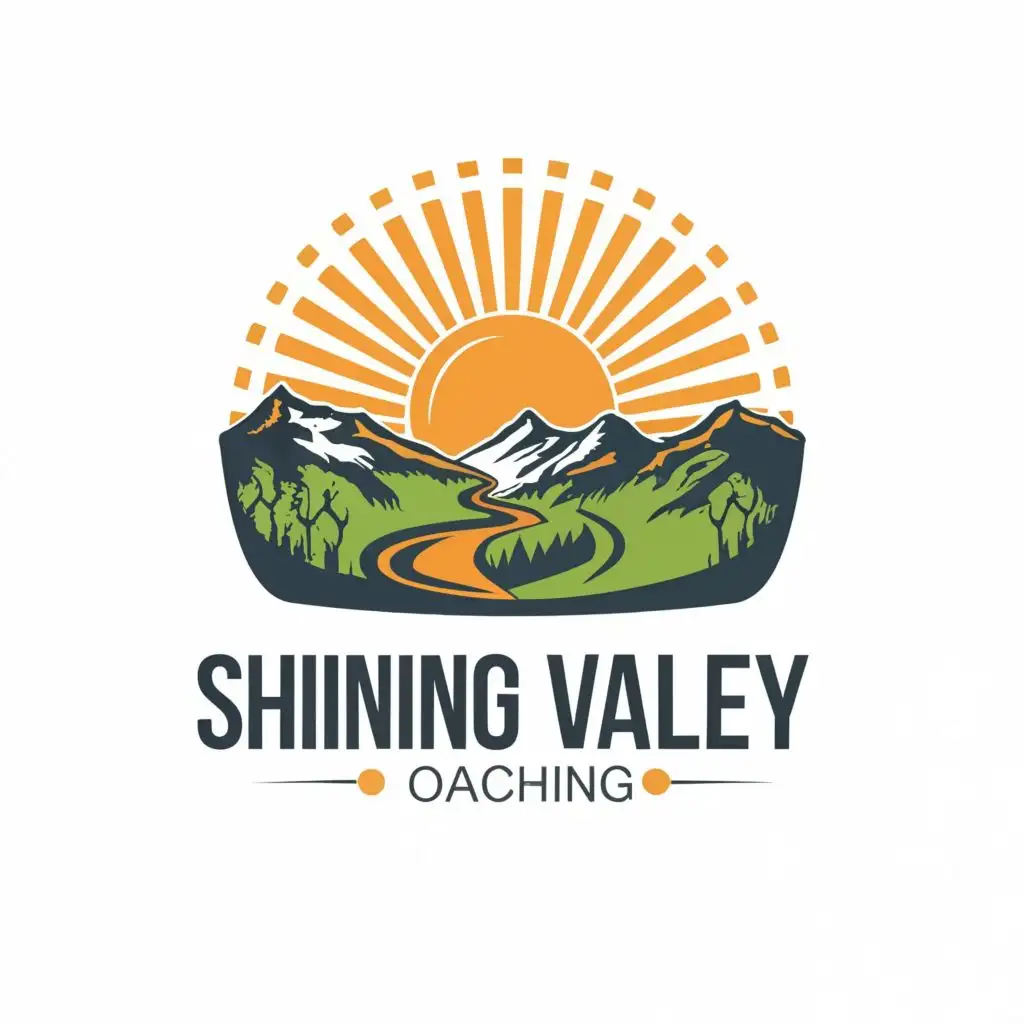 logo, Valley with sun's rays, with the text "Shining Valley Coaching", typography, be used in Travel industry