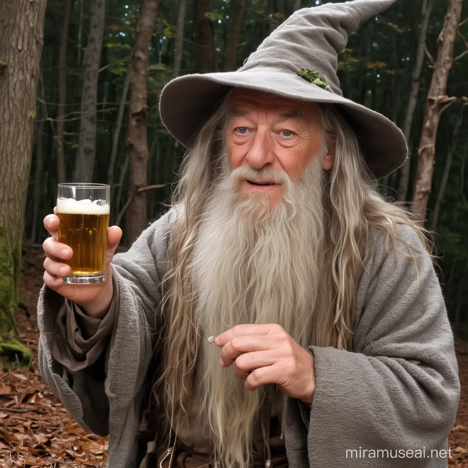 trail cam footage of gandalf getting drunk