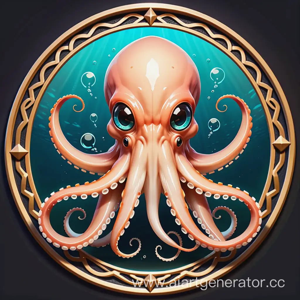 Squid-Emblem-Underwater-Majestic-Creature-in-Deep-Blue-Sea