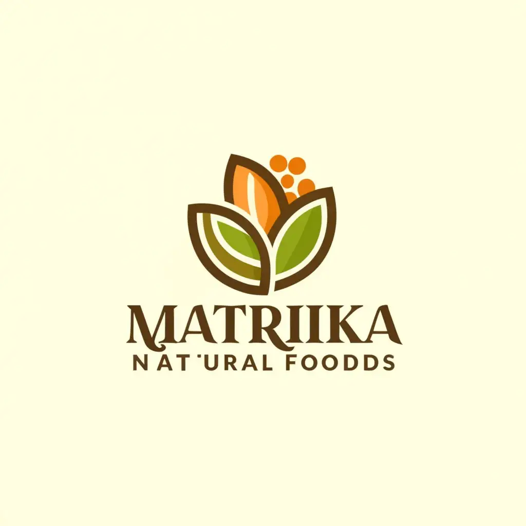 a logo design,with the text "MATRIKA natural foods", main symbol:Foods and oil,Moderate,clear background