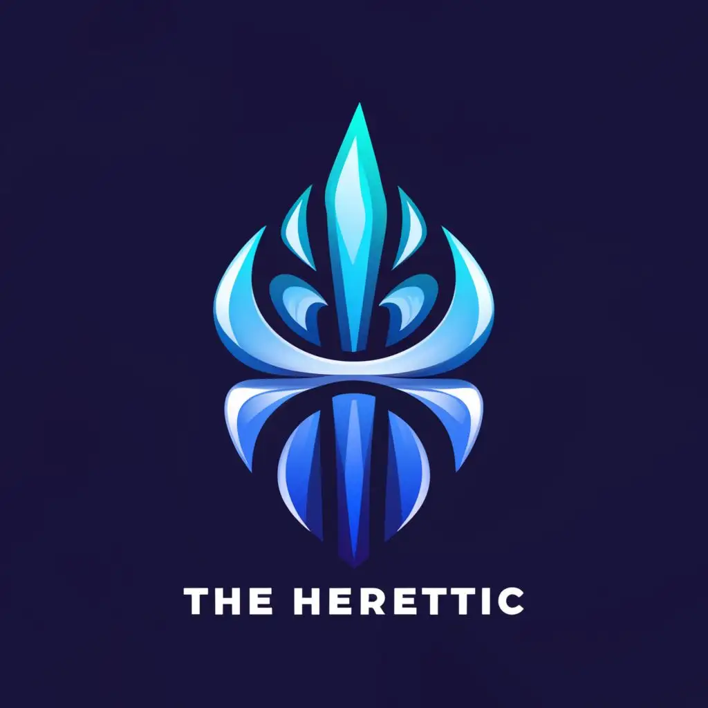 a logo design,with the text "The heretic ", main symbol:The heretic
Color : blue gradiant
,Minimalistic,be used in Entertainment industry,clear background