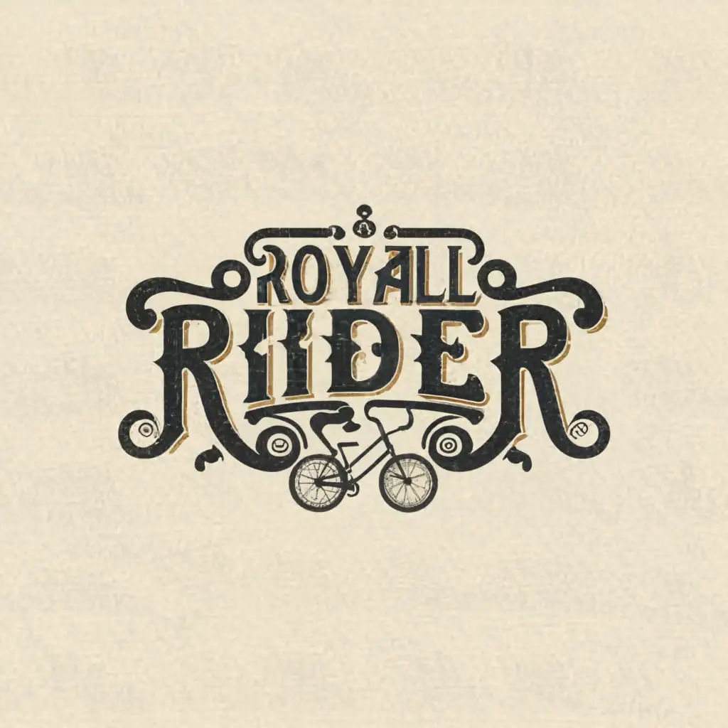 a logo design,with the text "ROYAL RIDER", main symbol:BIKE, CYCLE,Moderate,clear background