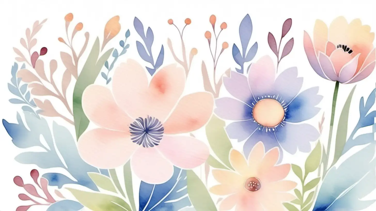 Pastel Tone Flowers Watercolor Illustration for a Spring Background