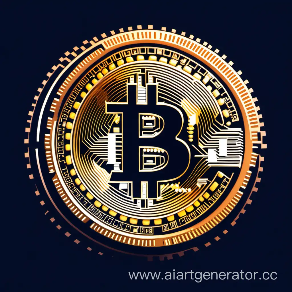 Illustration of a digital bitcoin coin