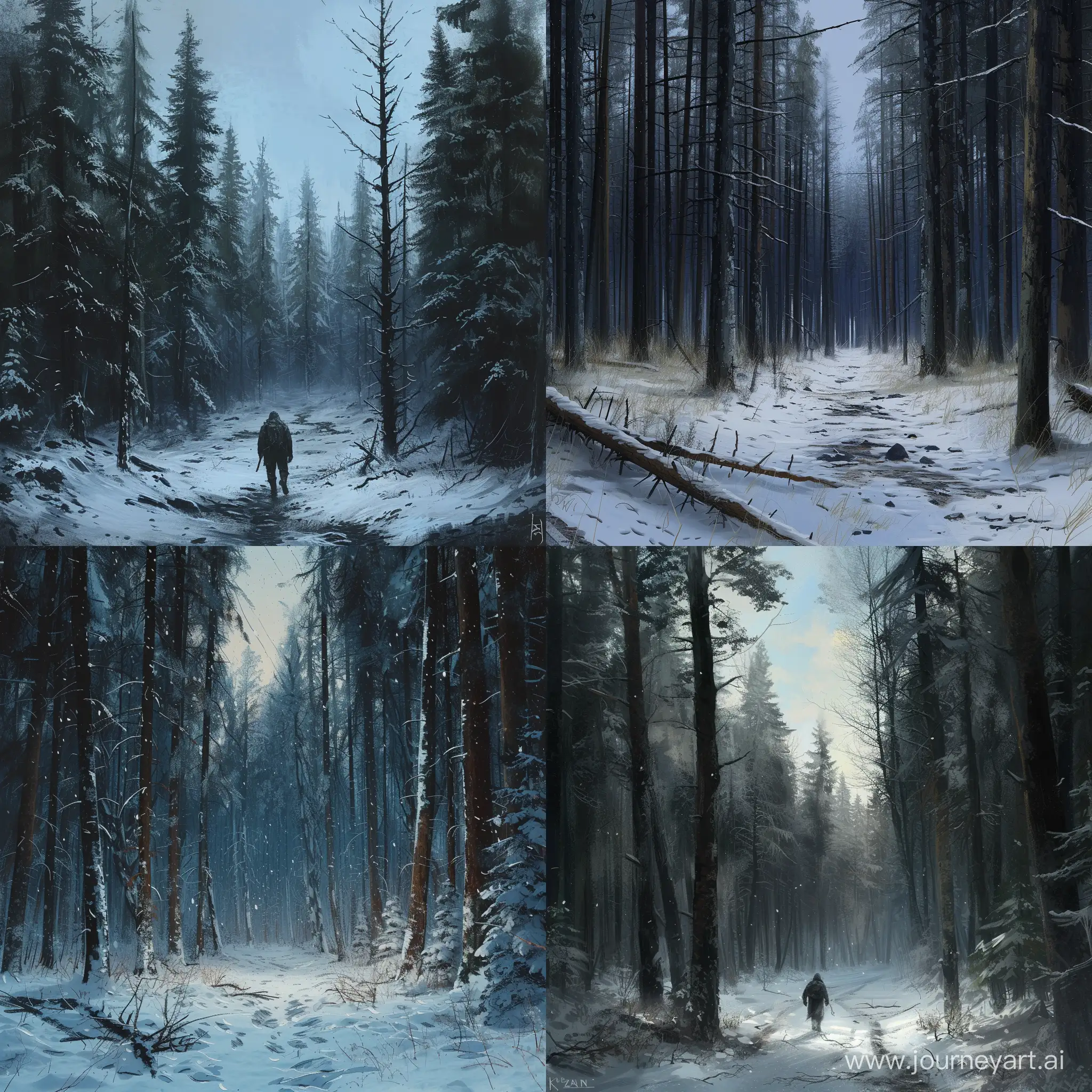 Казань, высокий лес, зима, постапокалипсис