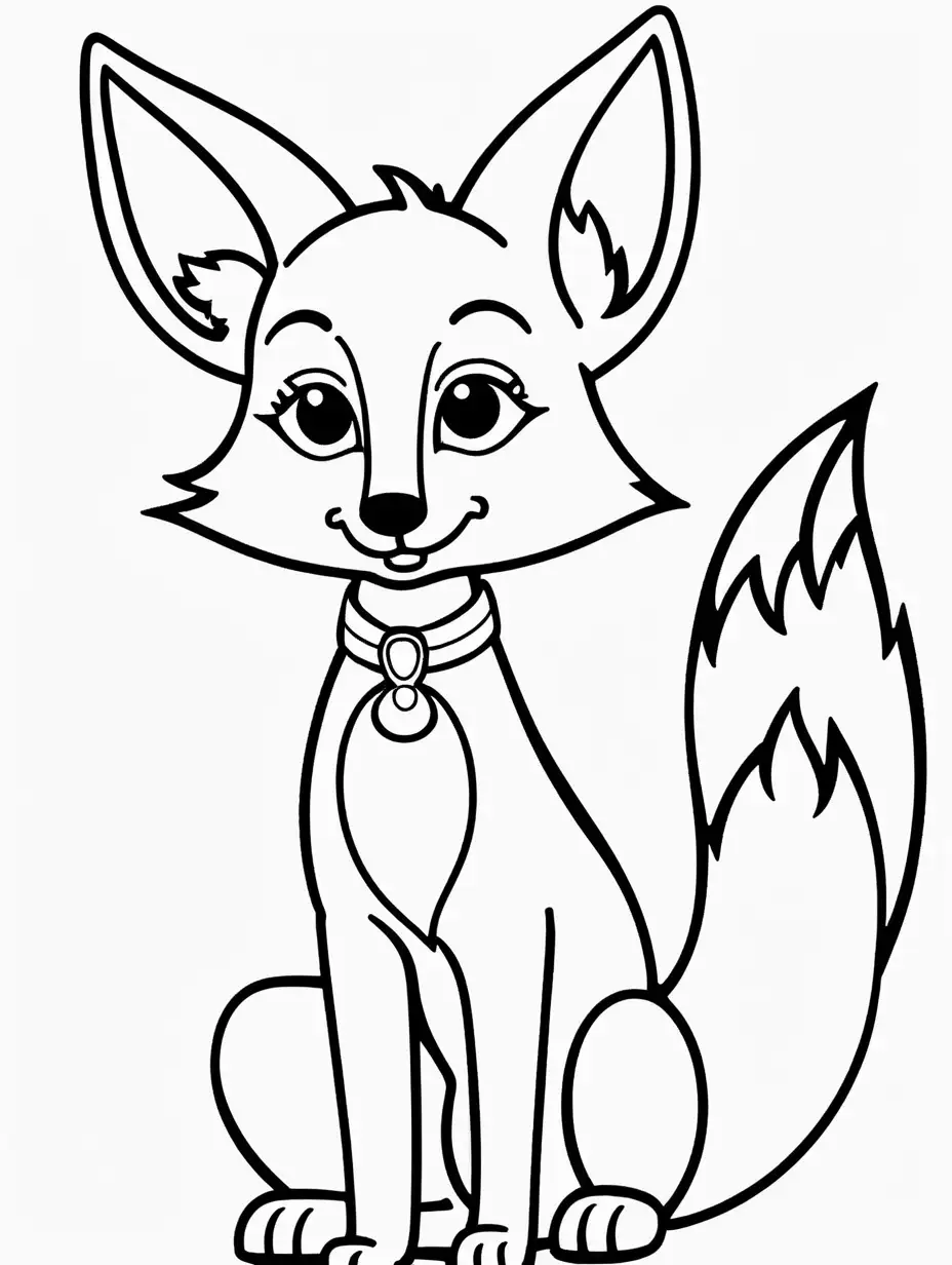 Simple Cartoon Fox Coloring Page for 3YearOlds
