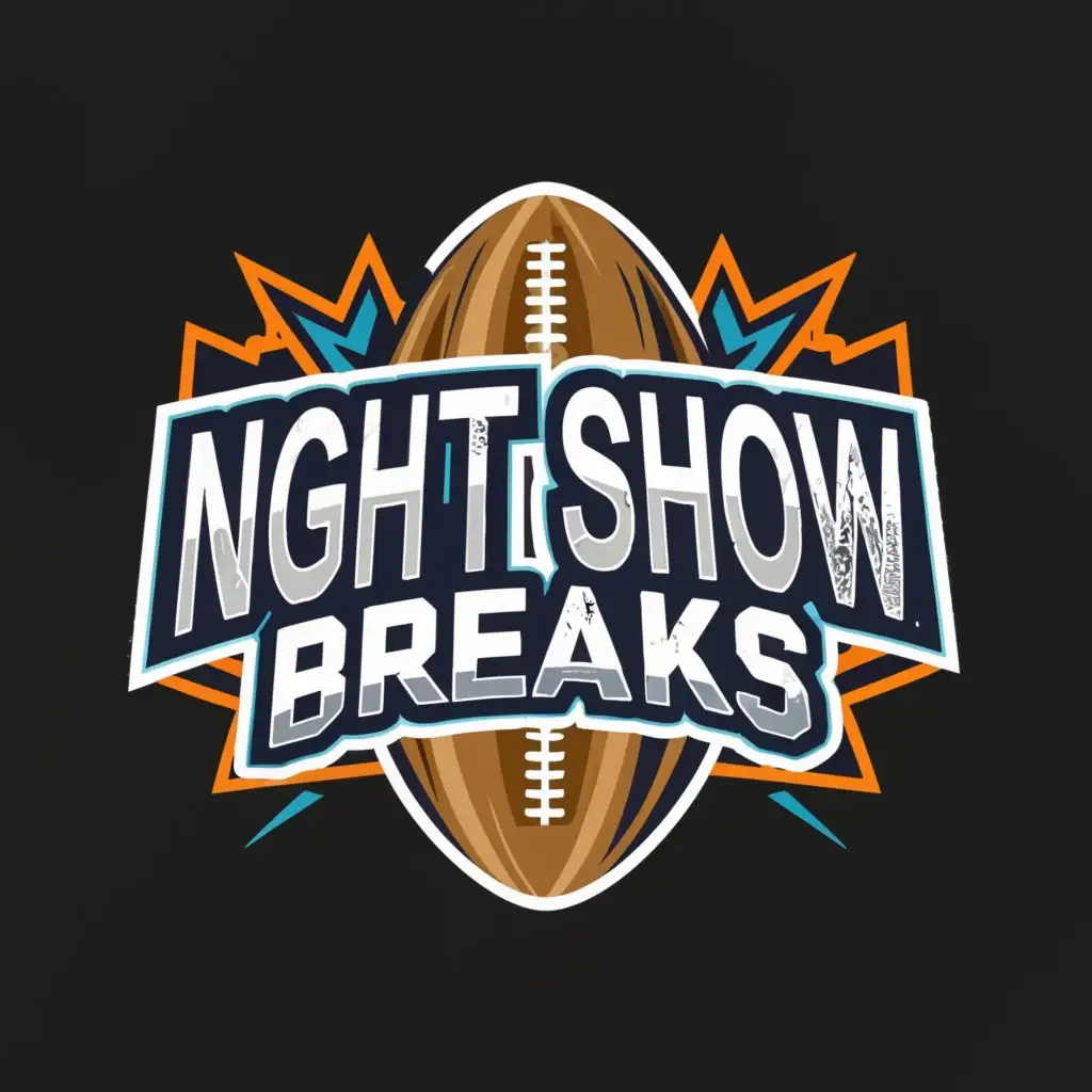 logo, American Football, with the text "The Night Show Breaks", typography, be used in Sports Fitness industry