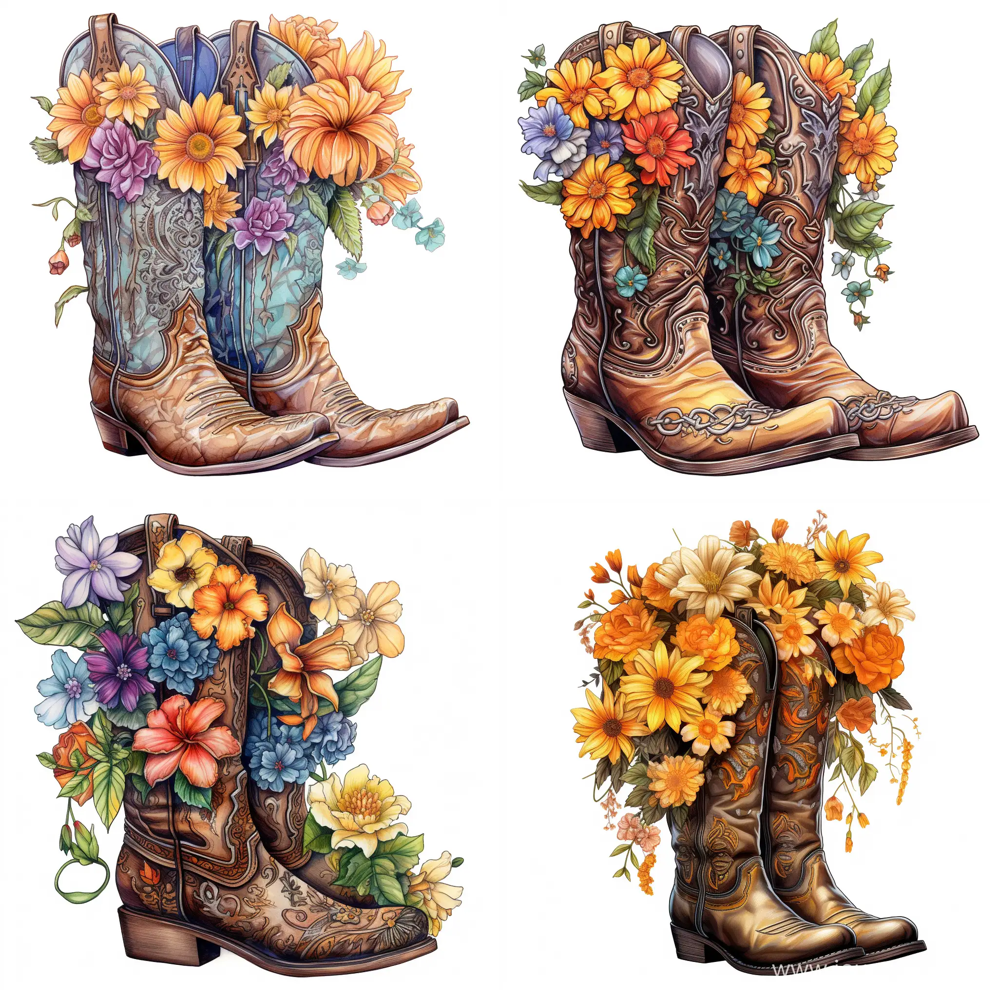 Enchanting-Floral-Cowboy-Boots-Illustration