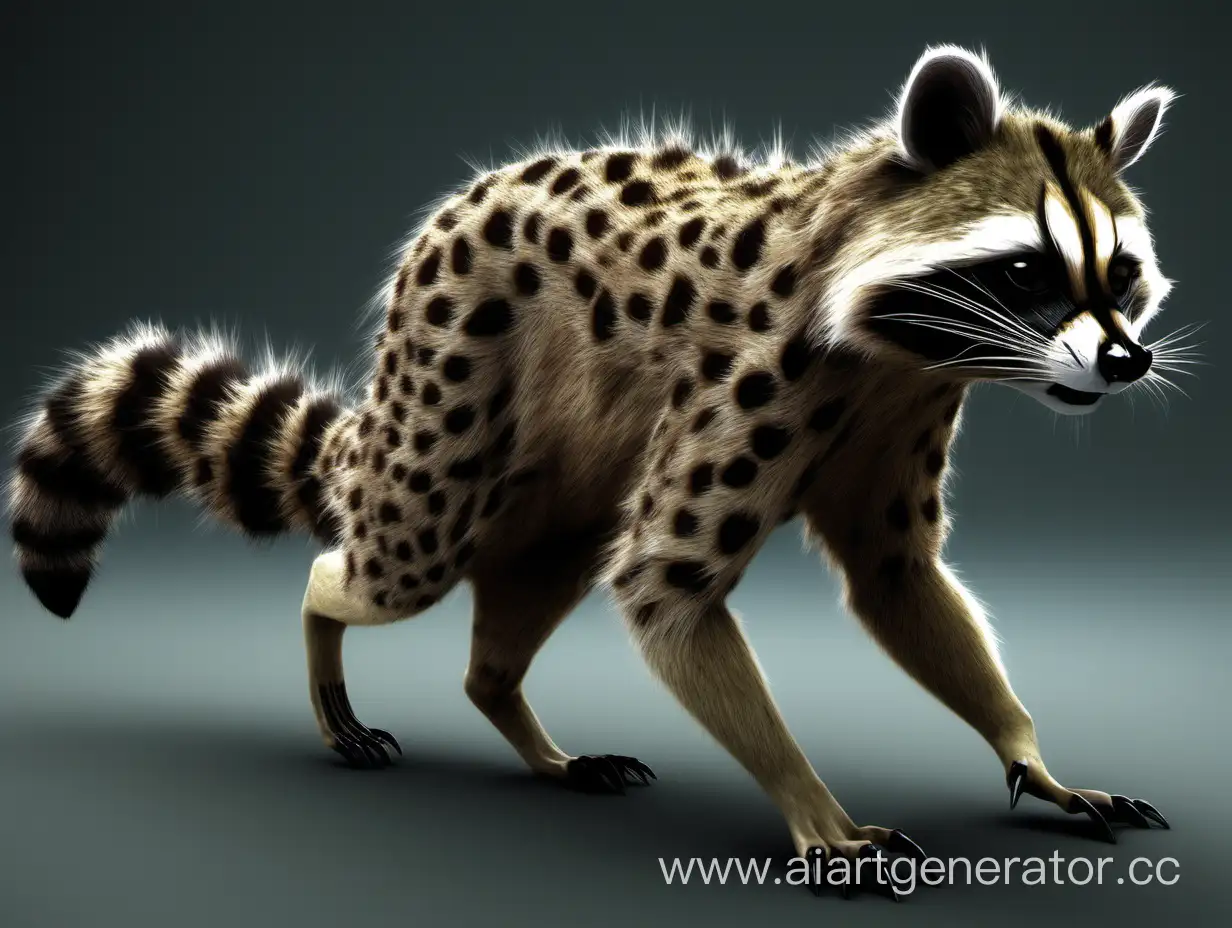Fantasy-Hybrid-Raccoon-with-Cheetah-Claws