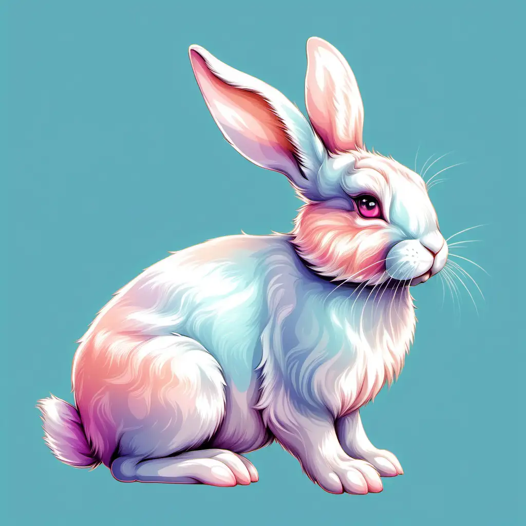 Bright Pastel Colored Fantasy Bunny Illustration