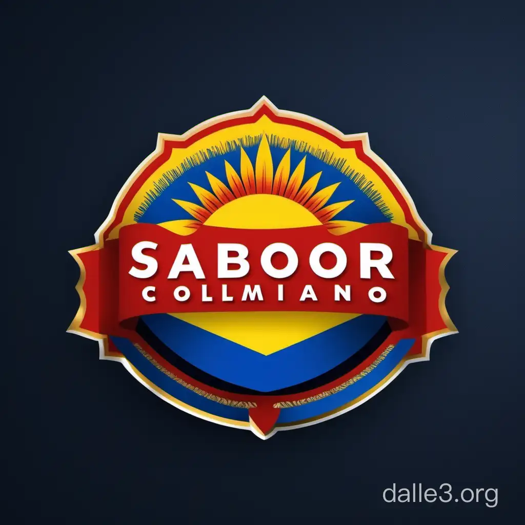 a vibrant logo representing 'Sabor Colombiano,' a Colombian catering business, adorned with the national colors of yellow, blue, and red
