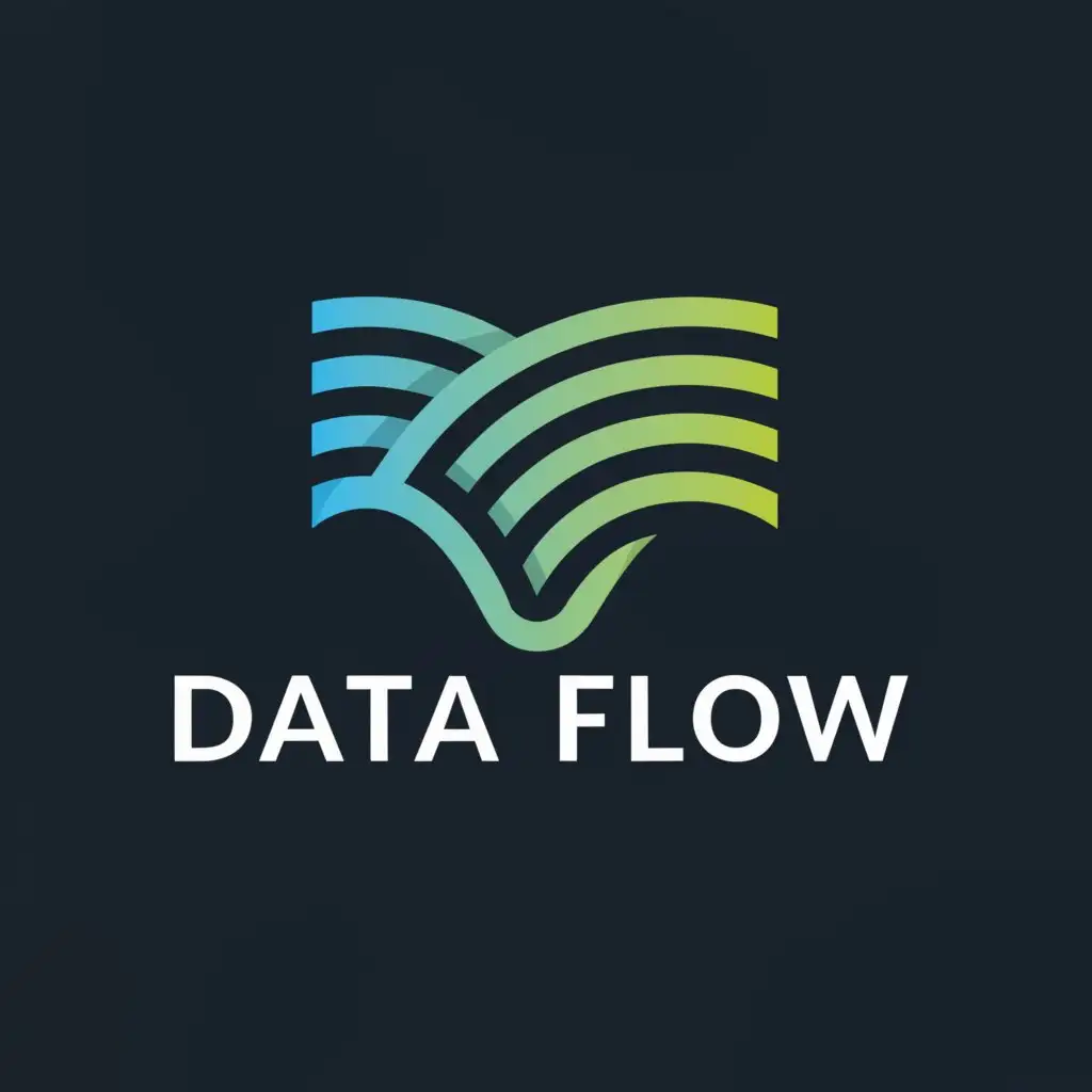 a logo design,with the text "data flow", main symbol:river of data,Minimalistic,be used in Technology industry,clear background