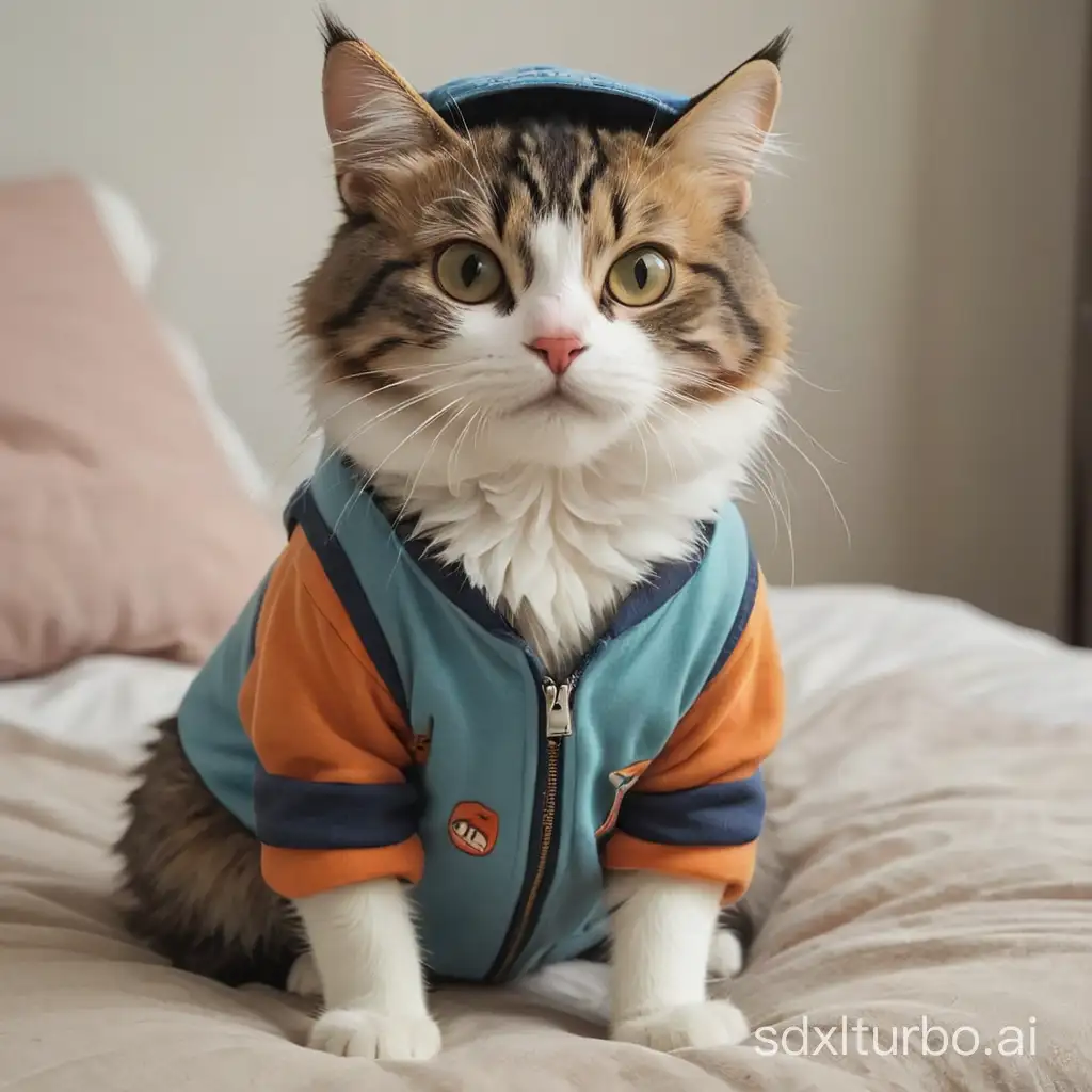 The cat dressed like a teenager