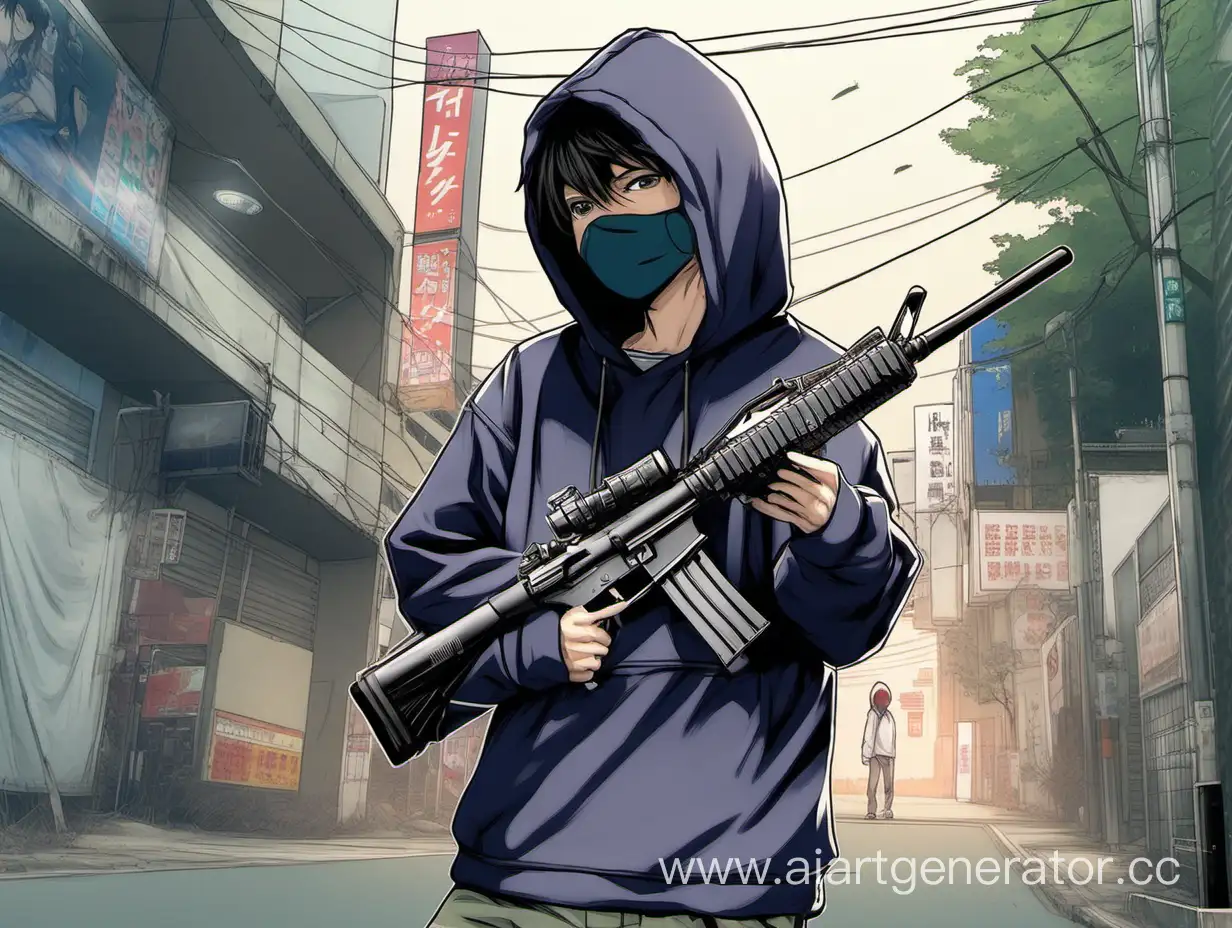 Japanese-Gamer-Boy-in-Oversized-Hoodie-with-Rifle