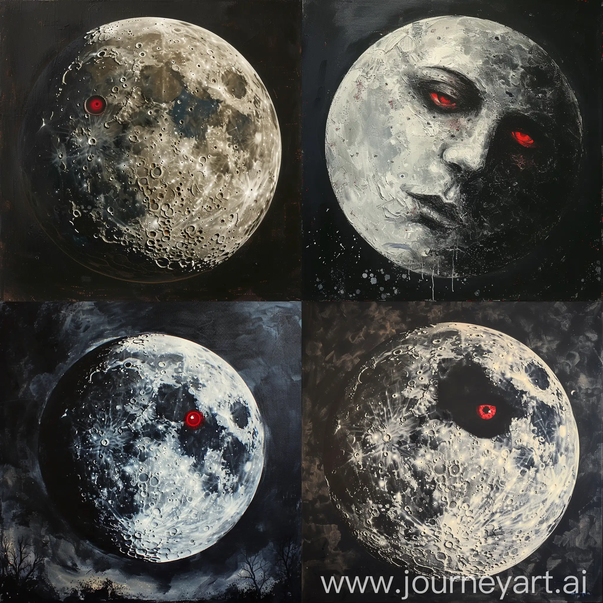 Moon with red eyes, art