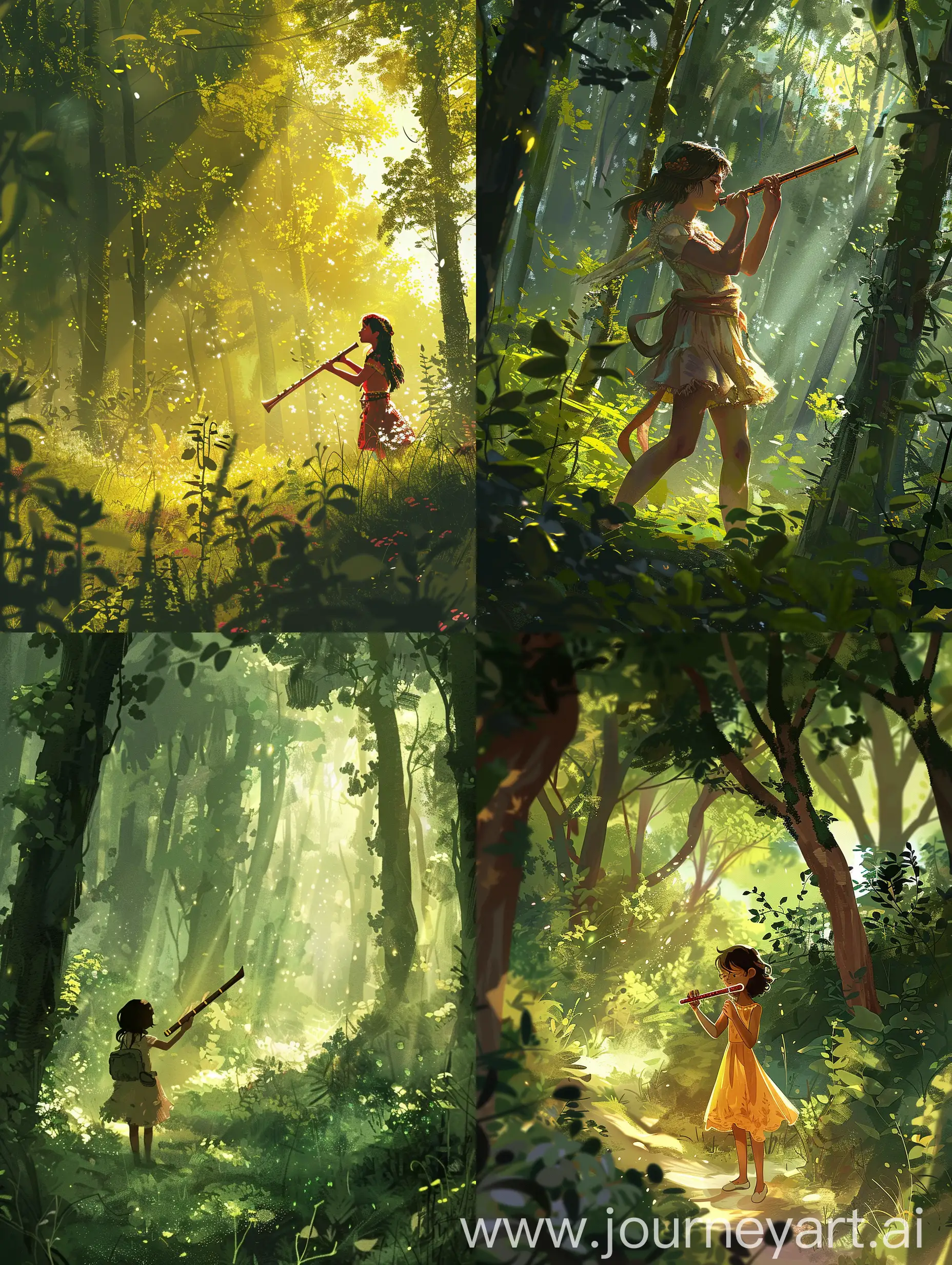 In a world where music has been forgotten, a young girl named Elara stumbles upon an ancient flute hidden deep within the silent forest. Intrigued by its melodic whispers, she sets out to restore music to her world.