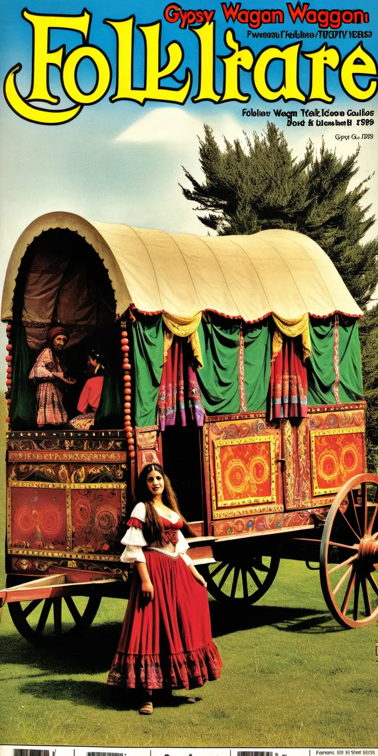 magazine cover showing a gypsy wagon   &  folklore