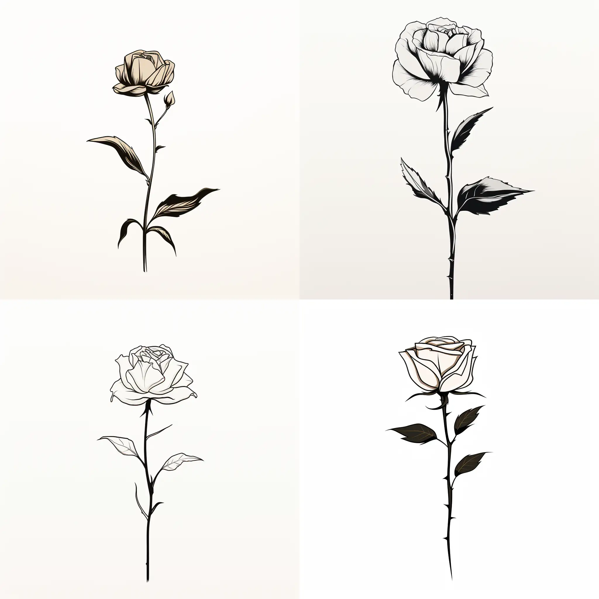 minimalist black line art of a rose on a clean white background