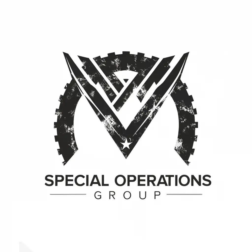 a logo design,with the text 'Special Operations Group', main symbol:V Shape,Minimalistic,clear background