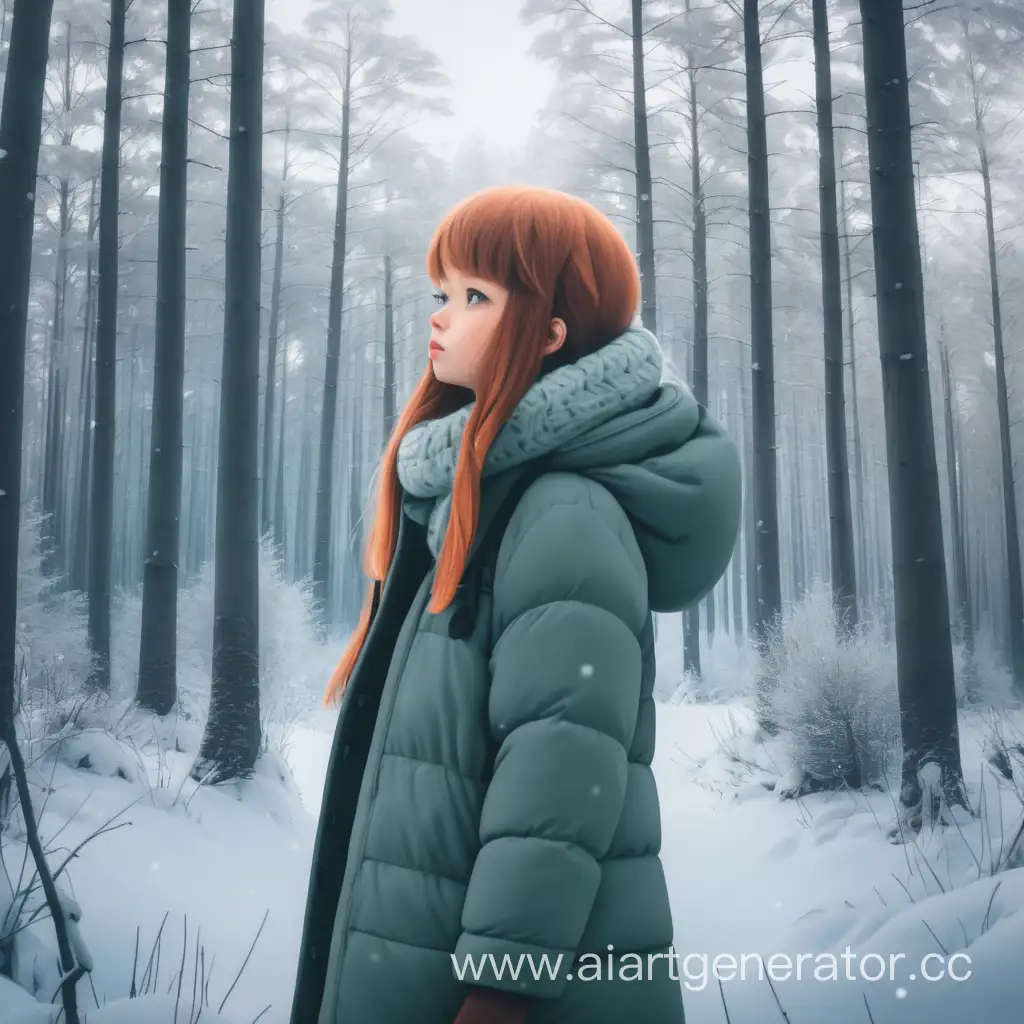 Девушка, лес, зима