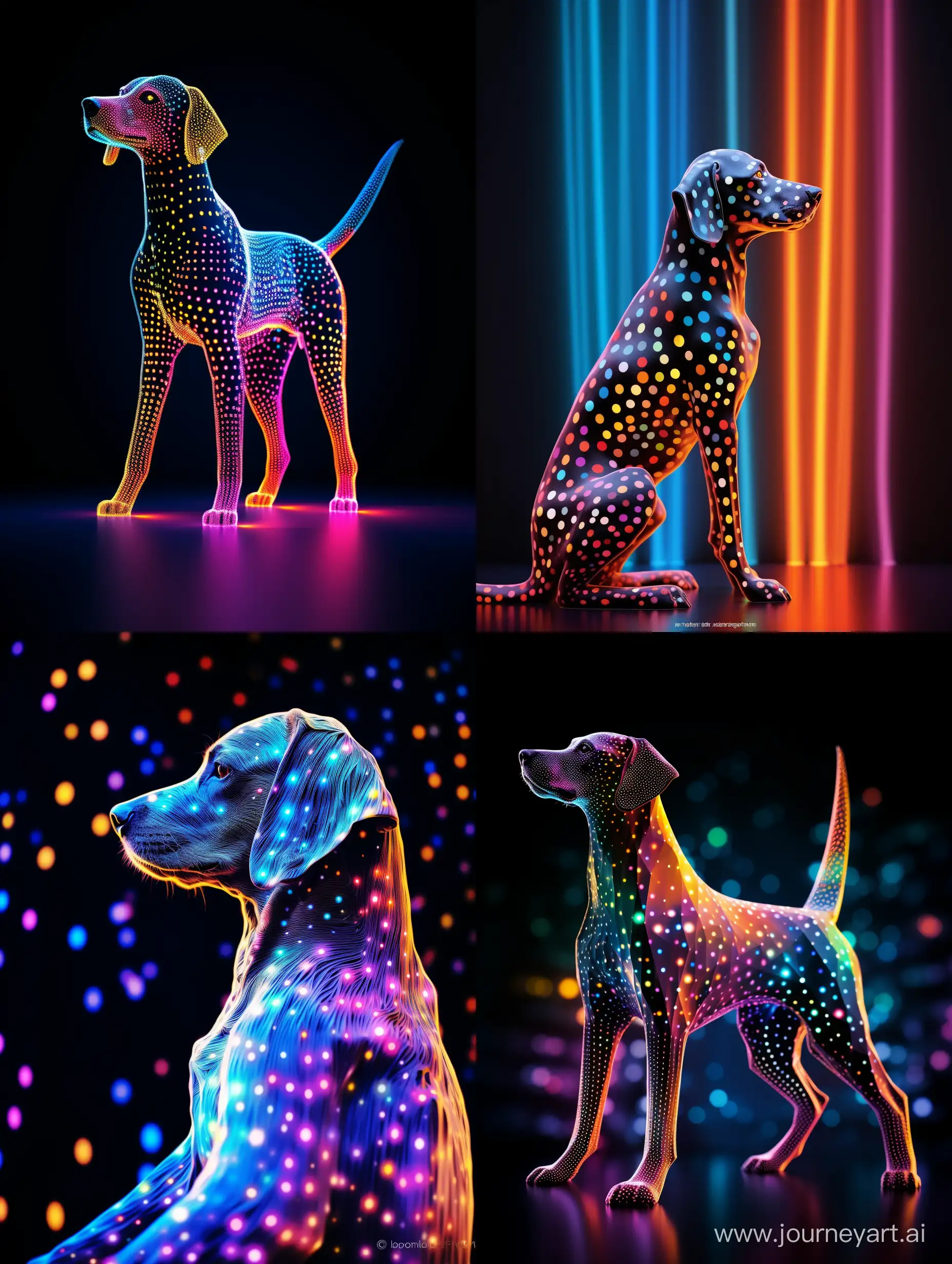 Vibrant-Neon-Dog-Silhouette-with-Electronic-Devices-in-Ultra-Long-Exposure-Photography