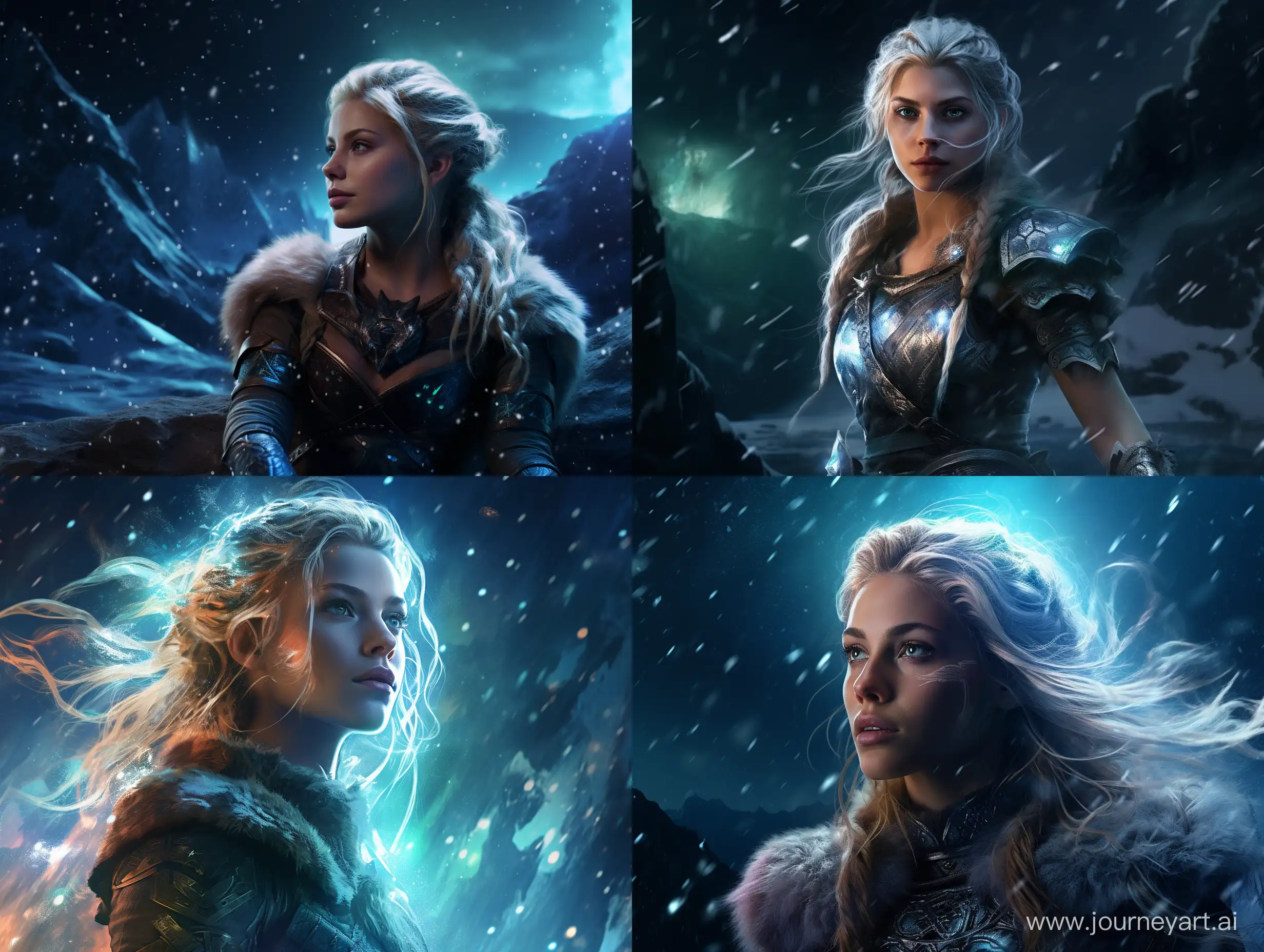 Lagertha-Viking-Girl-and-Budoair-Under-the-Northern-Lights
