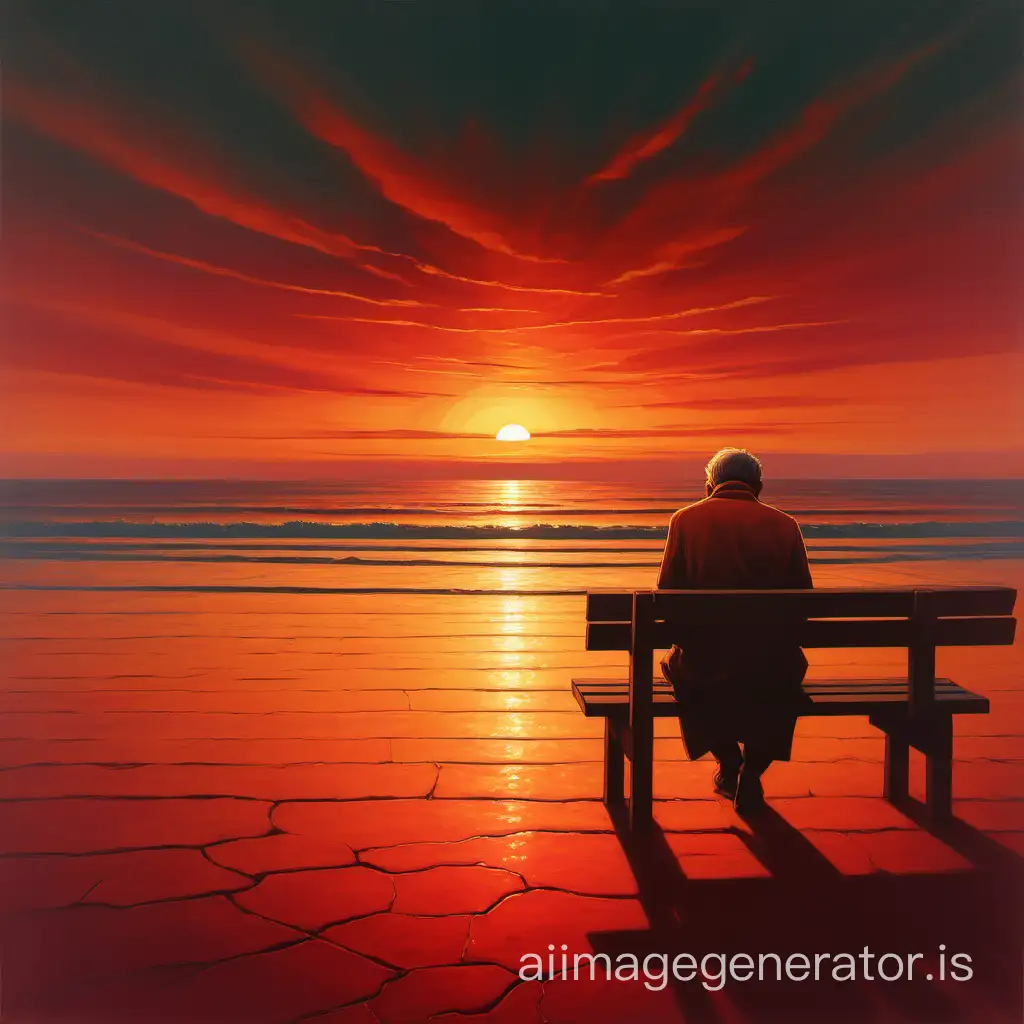 image depicting a vibrant sunset with warm hues, reflecting a nostalgic ambiance. In the foreground, we could see a solitary figure contemplating the setting sun, expressing a deep desire mixed with melancholy. The poetic and gentle atmosphere of the image would evoke both the desire for a better future and nostalgia for past memories.