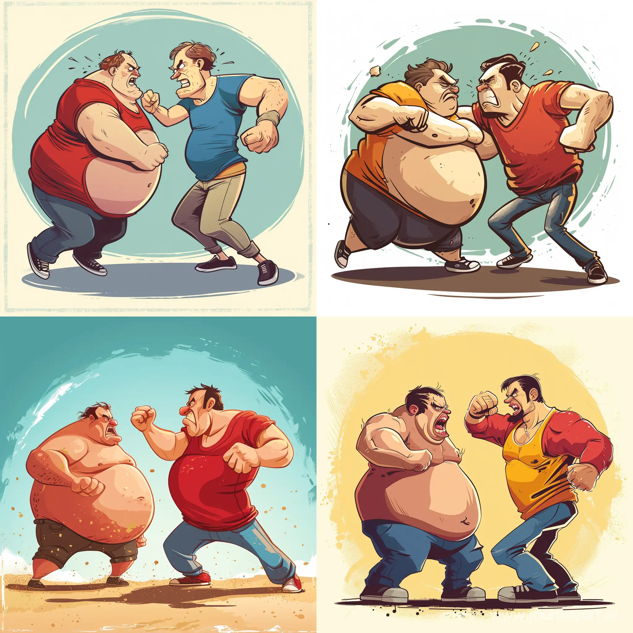 Cartoon-Battle-Between-Fat-and-Slim-Men