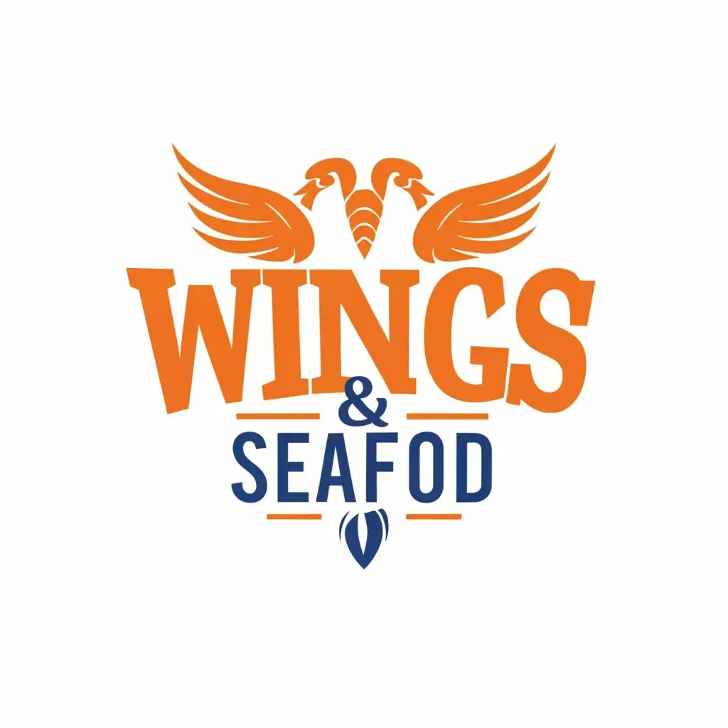 a logo design,with the text "WINGS & SEAFOOD", main symbol:LETTERS ONLY,Minimalistic,be used in Restaurant industry,clear background