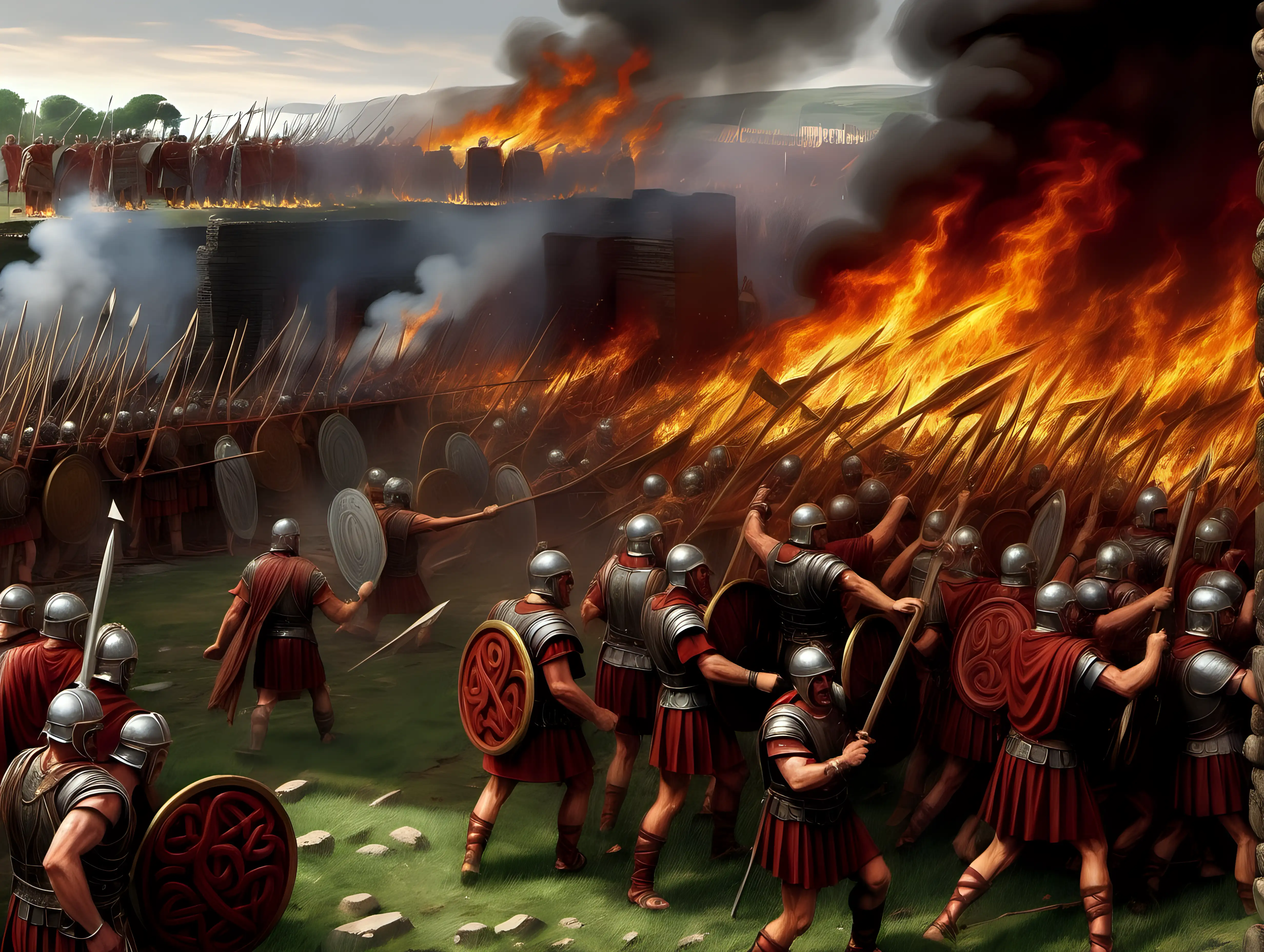 Roman Conquest Sacking and Burning Celtic Village