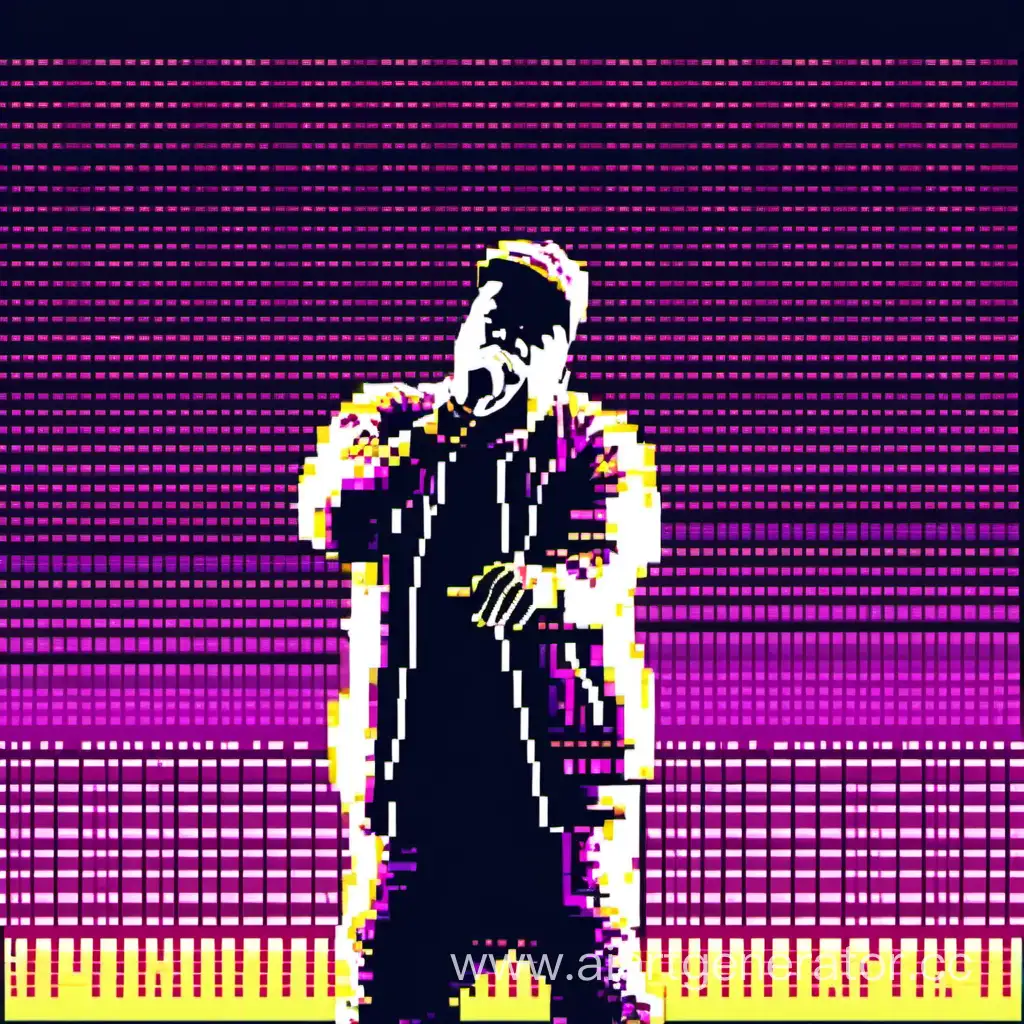 пиксельная картинка рэпера на выступлении