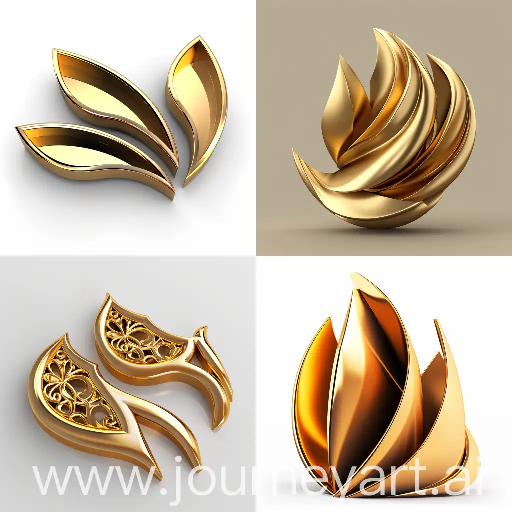 Design a 3D golden logo for me with the theme "Pergas Sahar Gharb" in relation to the designer and consultant in the preparation of urban plans and maps and design projects in the form of three beautiful golden parts with 18k image quality as a PNG file without background.  Background
