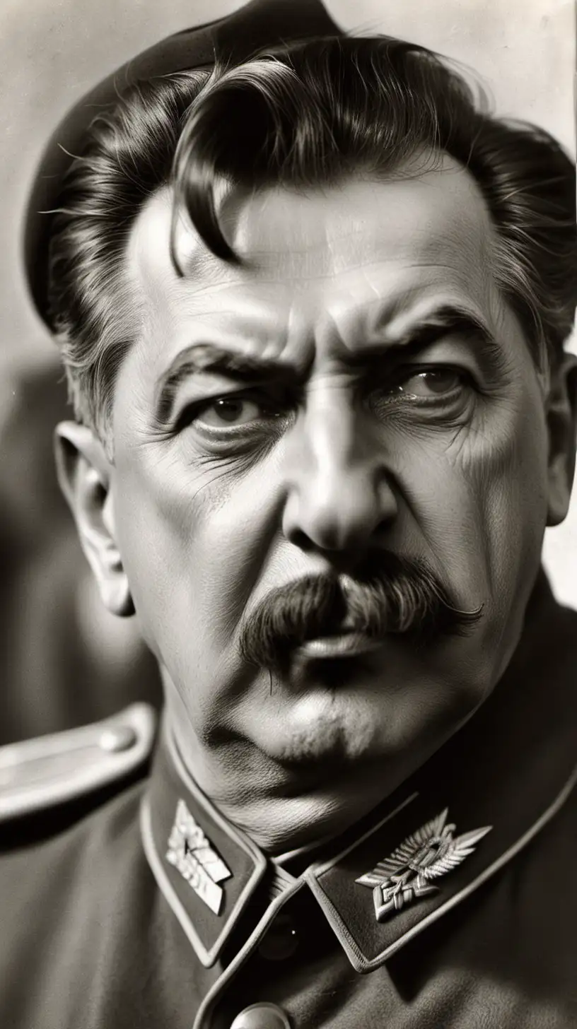 Stalin Portrait with Intense Expression