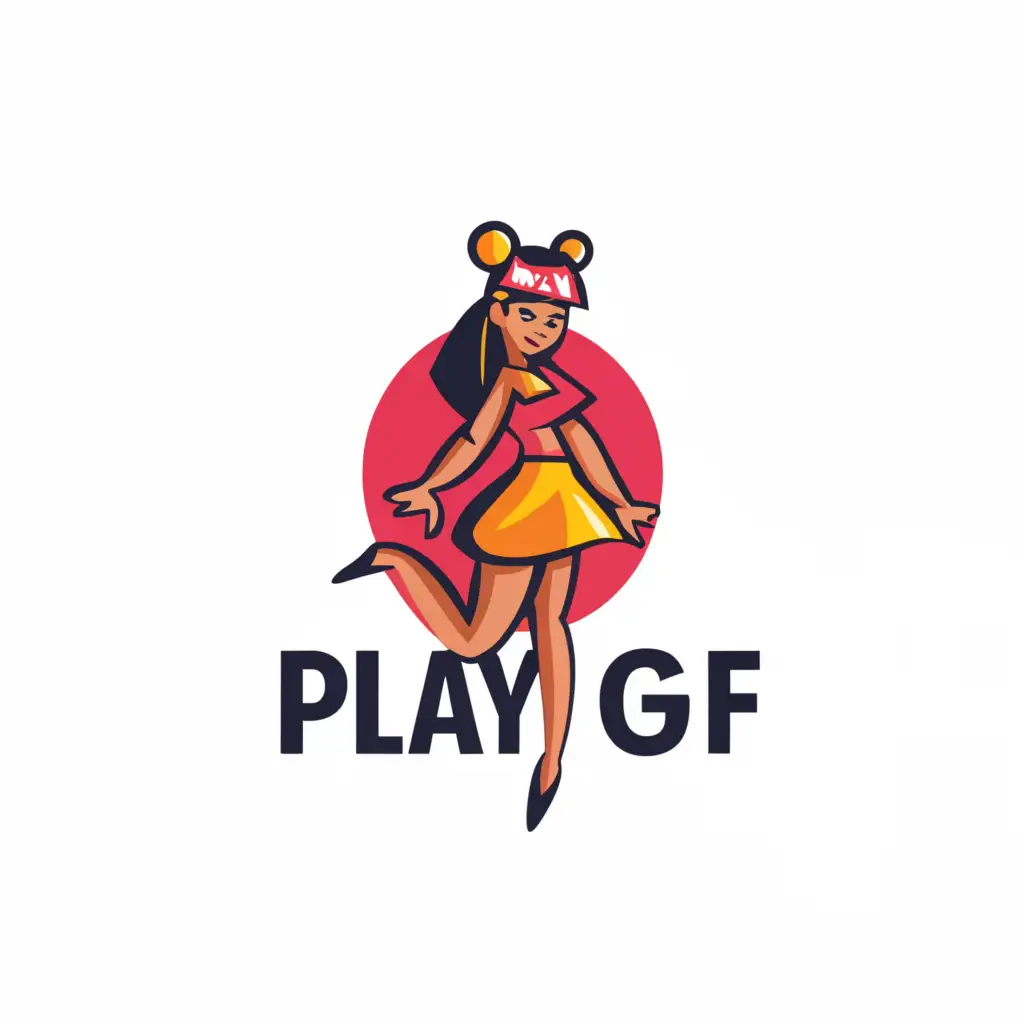 LOGO-Design-For-PLAYGF-Modern-and-Playful-with-Short-Skirt-Cam-Girl-Motif